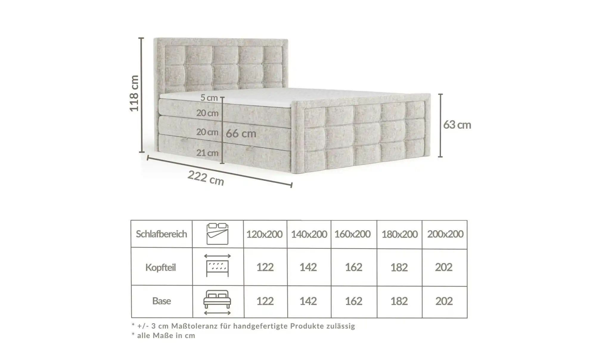 Boxspringbett mit Stauraum   ¦ grün ¦ Maße (cm): B: 182 H: 118 Betten > Kom günstig online kaufen
