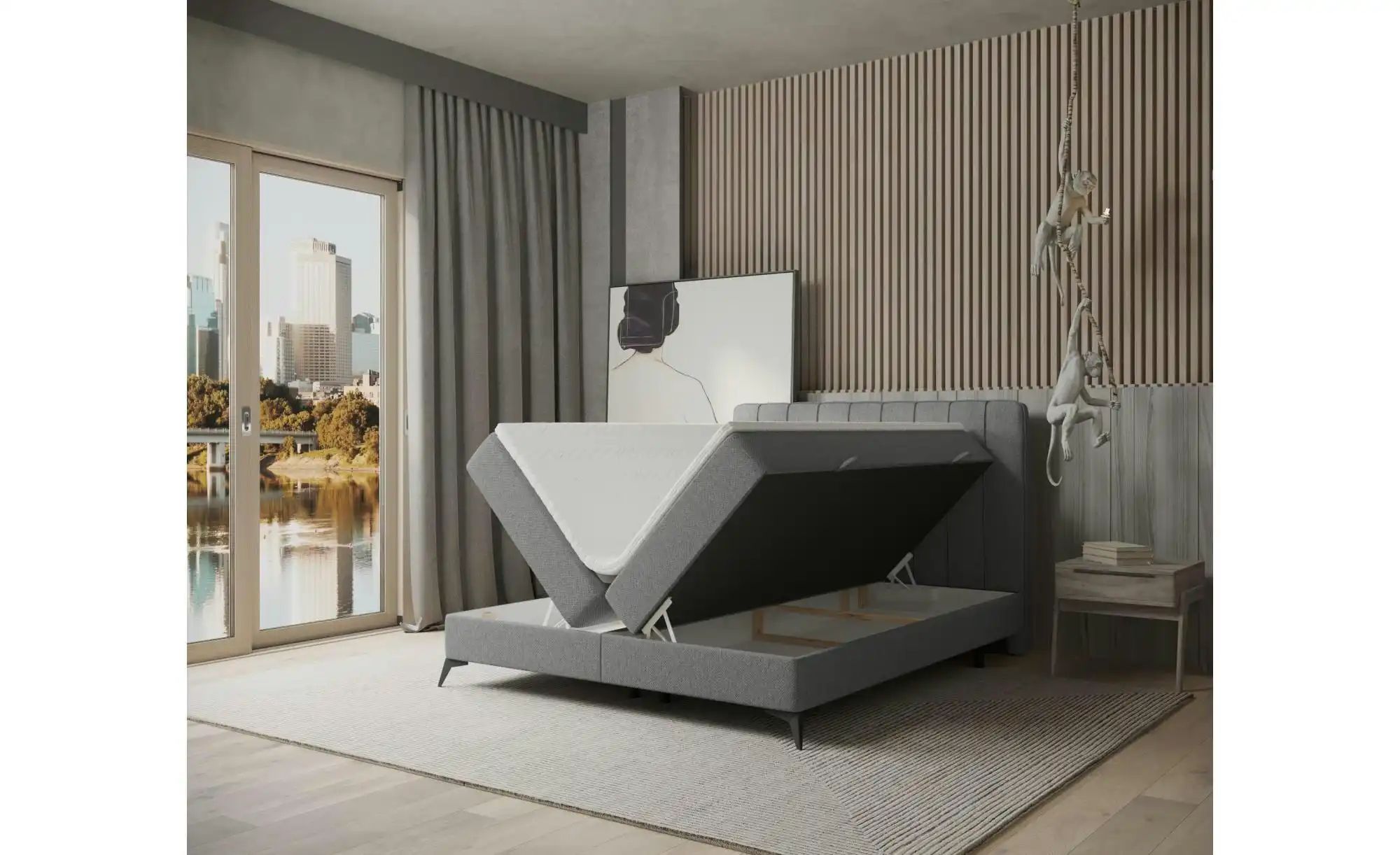 Boxspringbett mit Stauraum   ¦ grau ¦ Maße (cm): B: 182 H: 120 Betten > Kom günstig online kaufen