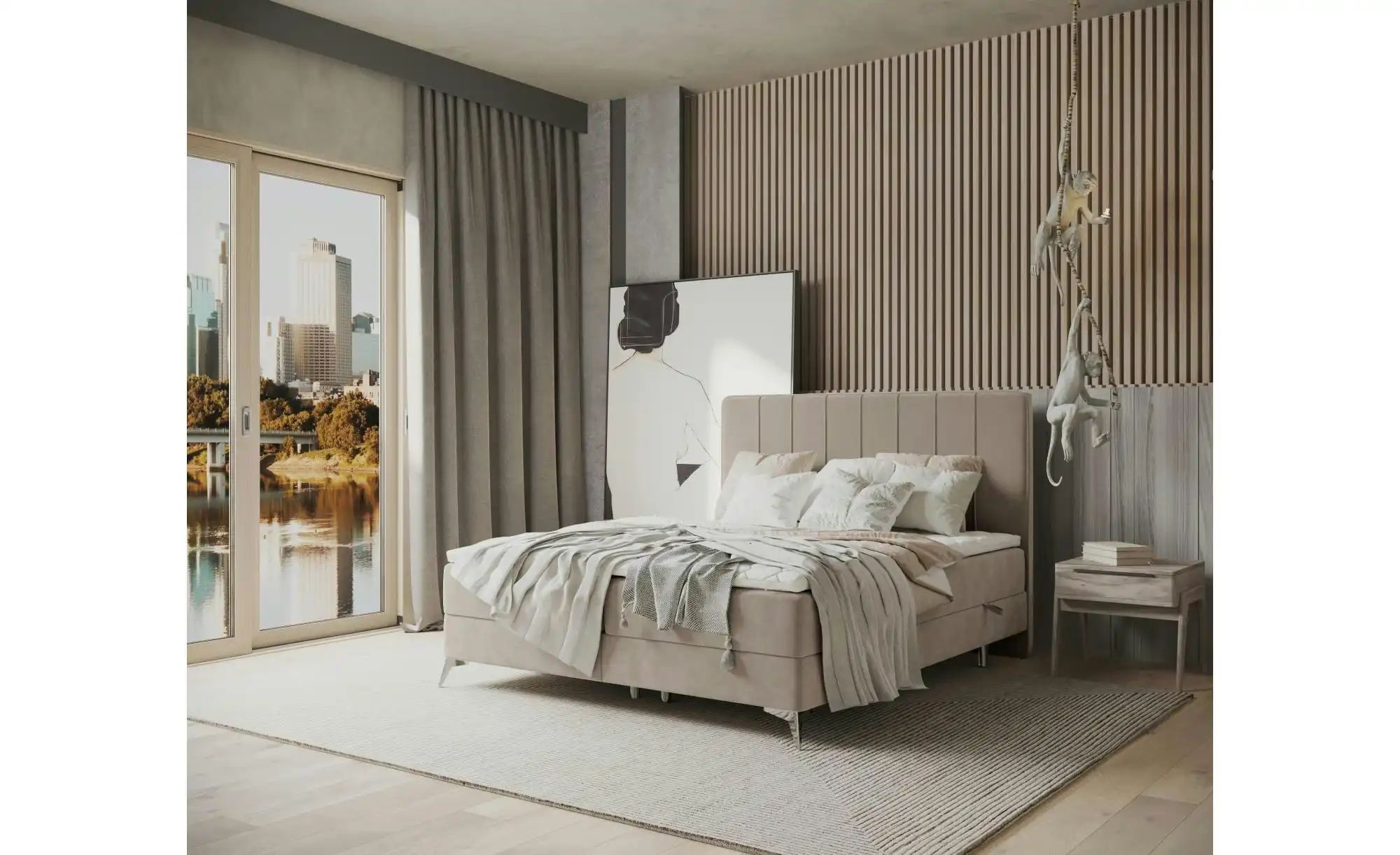 Boxspringbett mit Stauraum   ¦ beige ¦ Maße (cm): B: 142 H: 120 Betten > Ko günstig online kaufen