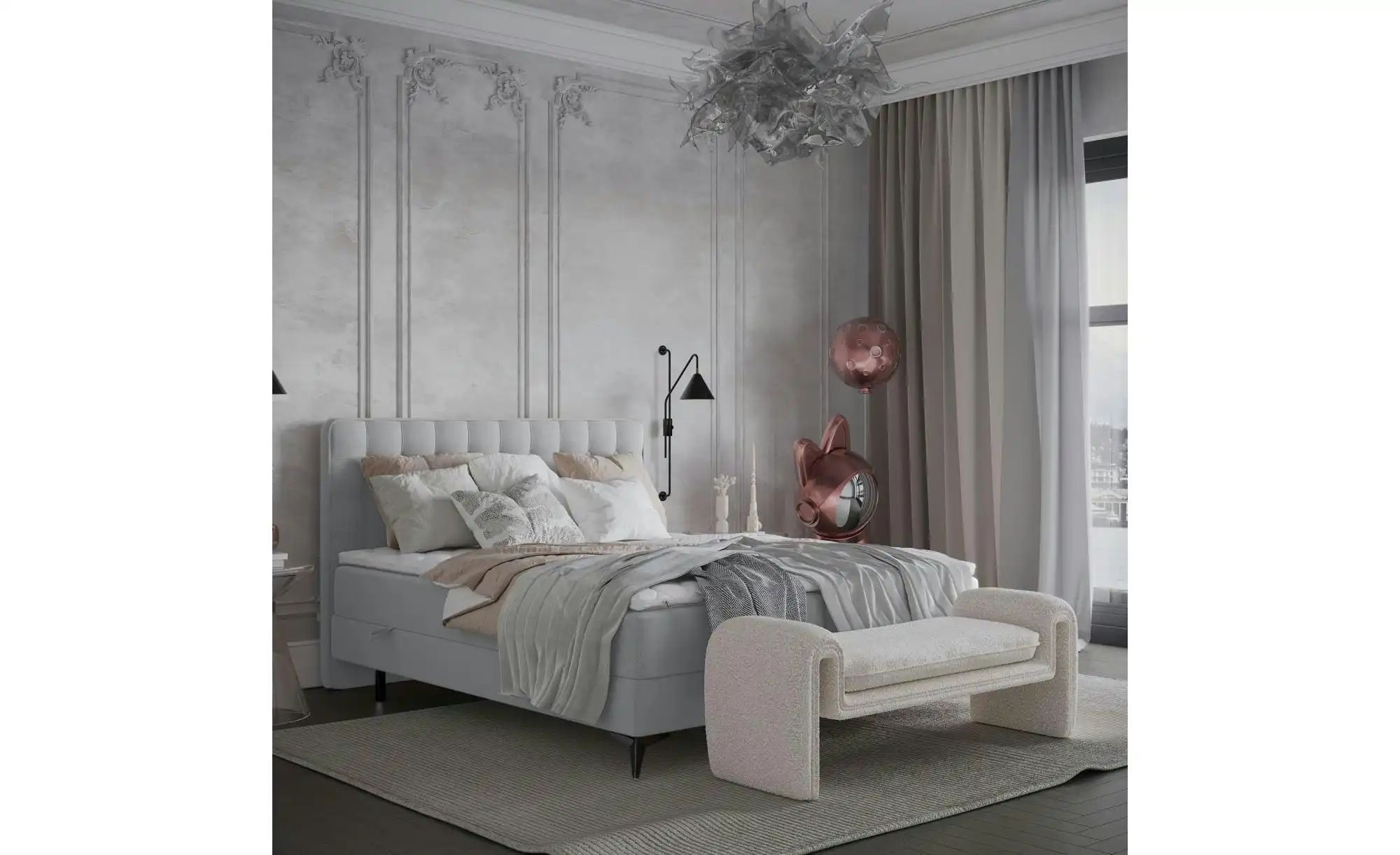 Boxspringbett mit Stauraum   ¦ grau ¦ Maße (cm): B: 182 H: 120 Betten > Kom günstig online kaufen