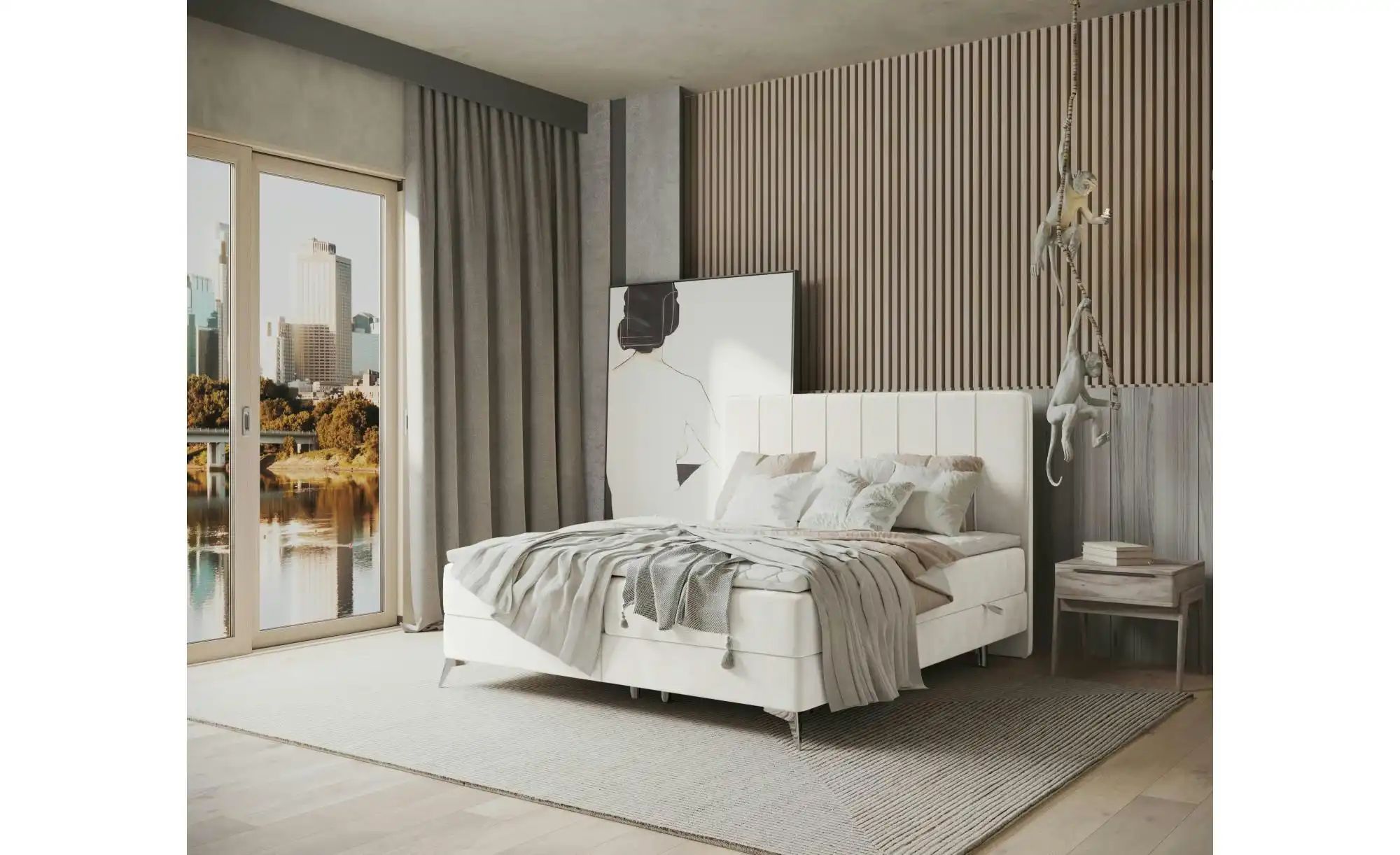 Boxspringbett mit Stauraum   ¦ creme ¦ Maße (cm): B: 122 H: 120 Betten > Ko günstig online kaufen
