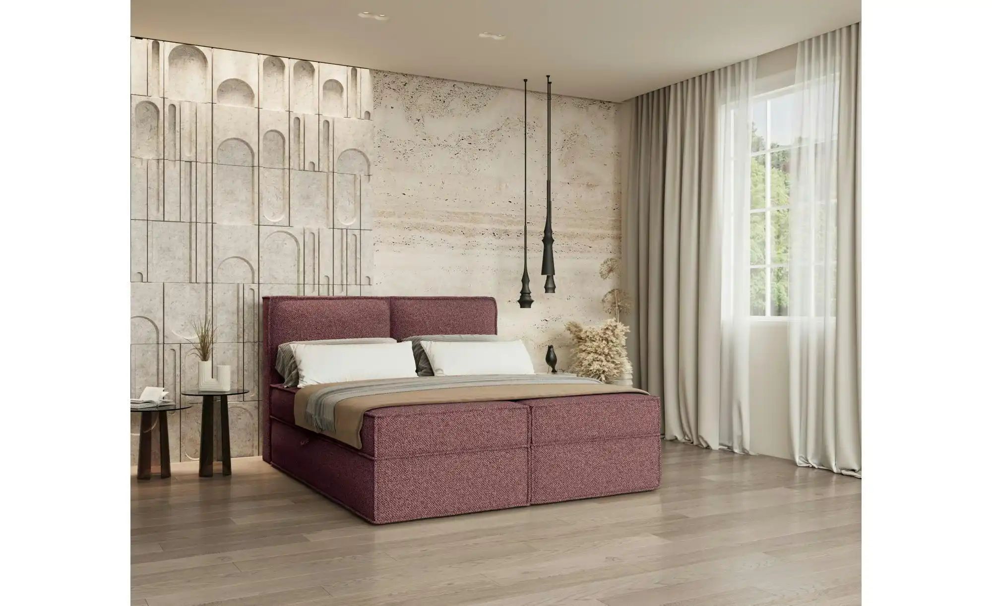 Boxspringbett   ¦ rosa/pink ¦ Maße (cm): B: 202 H: 103 Betten > Komfortbett günstig online kaufen