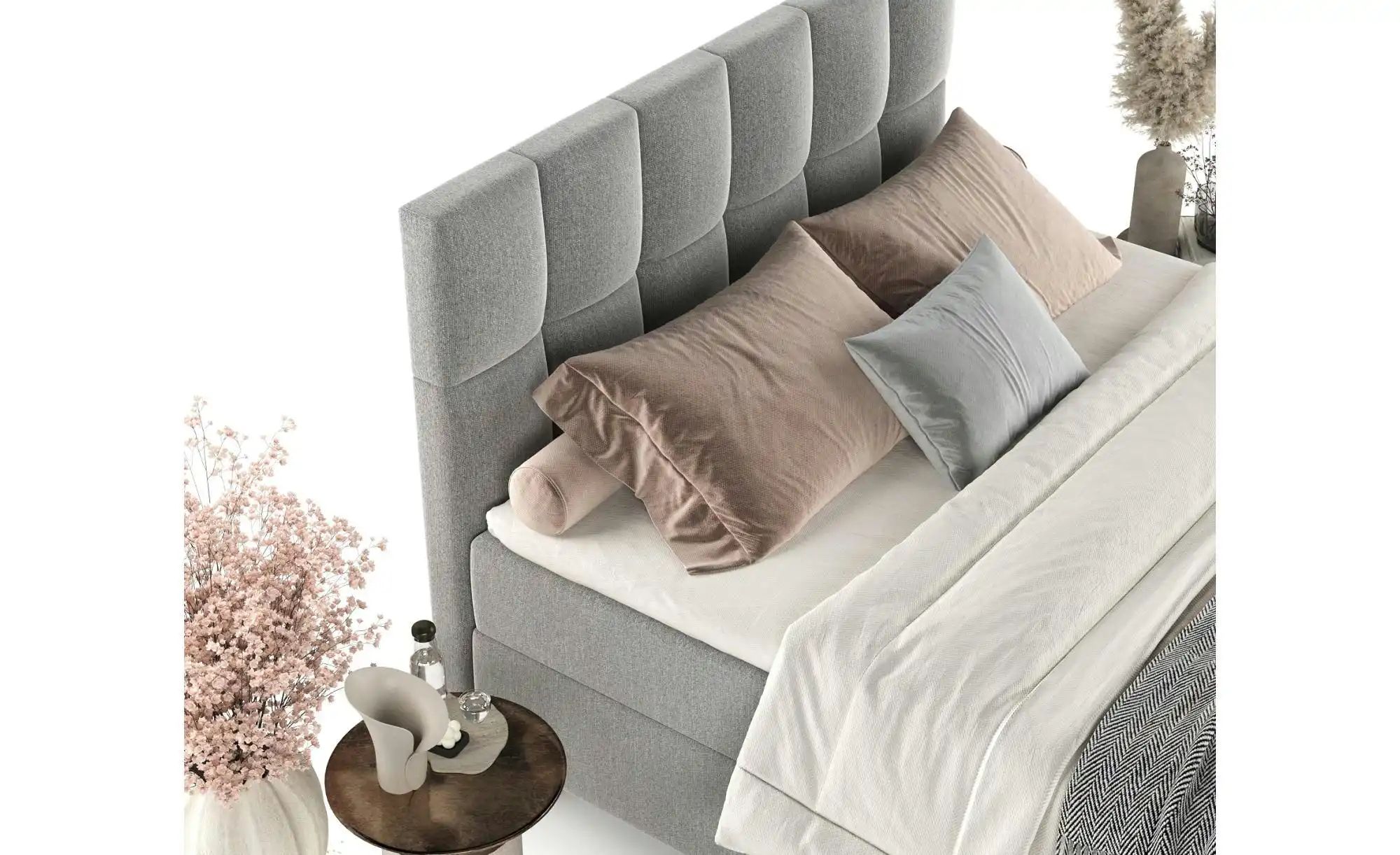 Boxspringbett mit Stauraum   ¦ grau ¦ Maße (cm): B: 142 H: 125 Betten > Kom günstig online kaufen