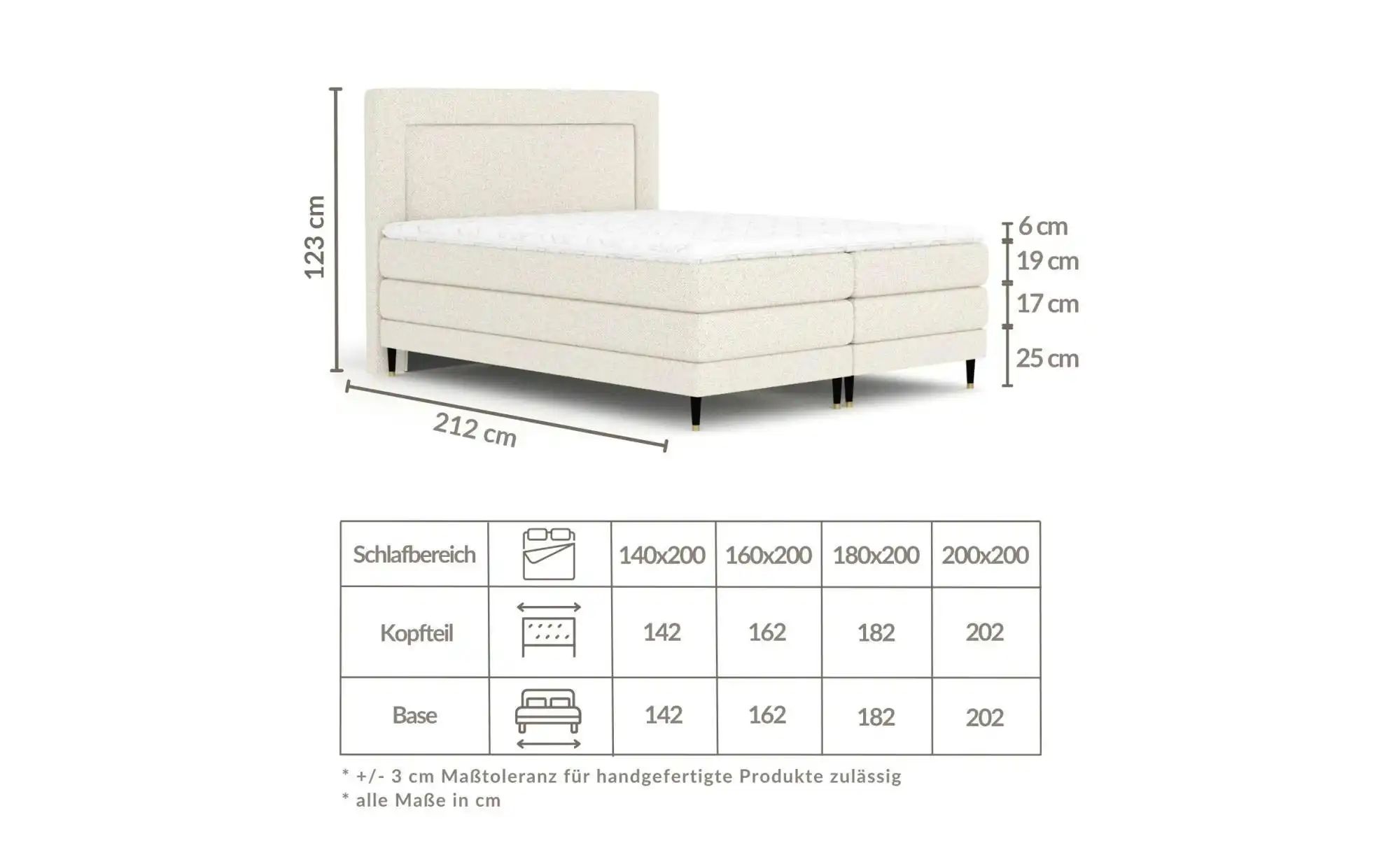 Boxspringbett   ¦ beige ¦ Maße (cm): B: 182 H: 123 Betten > Komfortbetten - günstig online kaufen