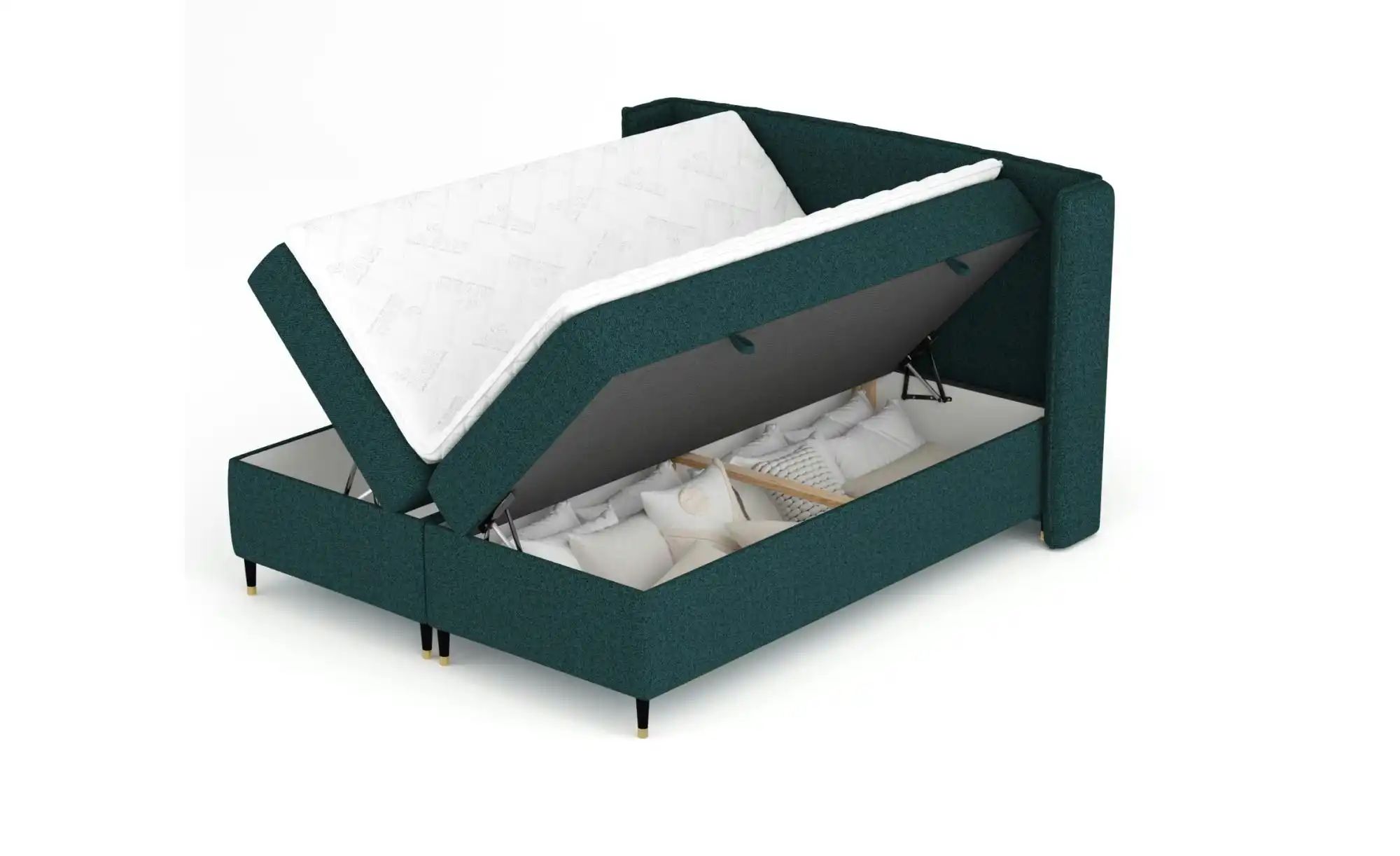 Boxspringbett mit Stauraum   ¦ grün ¦ Maße (cm): B: 198 H: 117 Betten > Kom günstig online kaufen