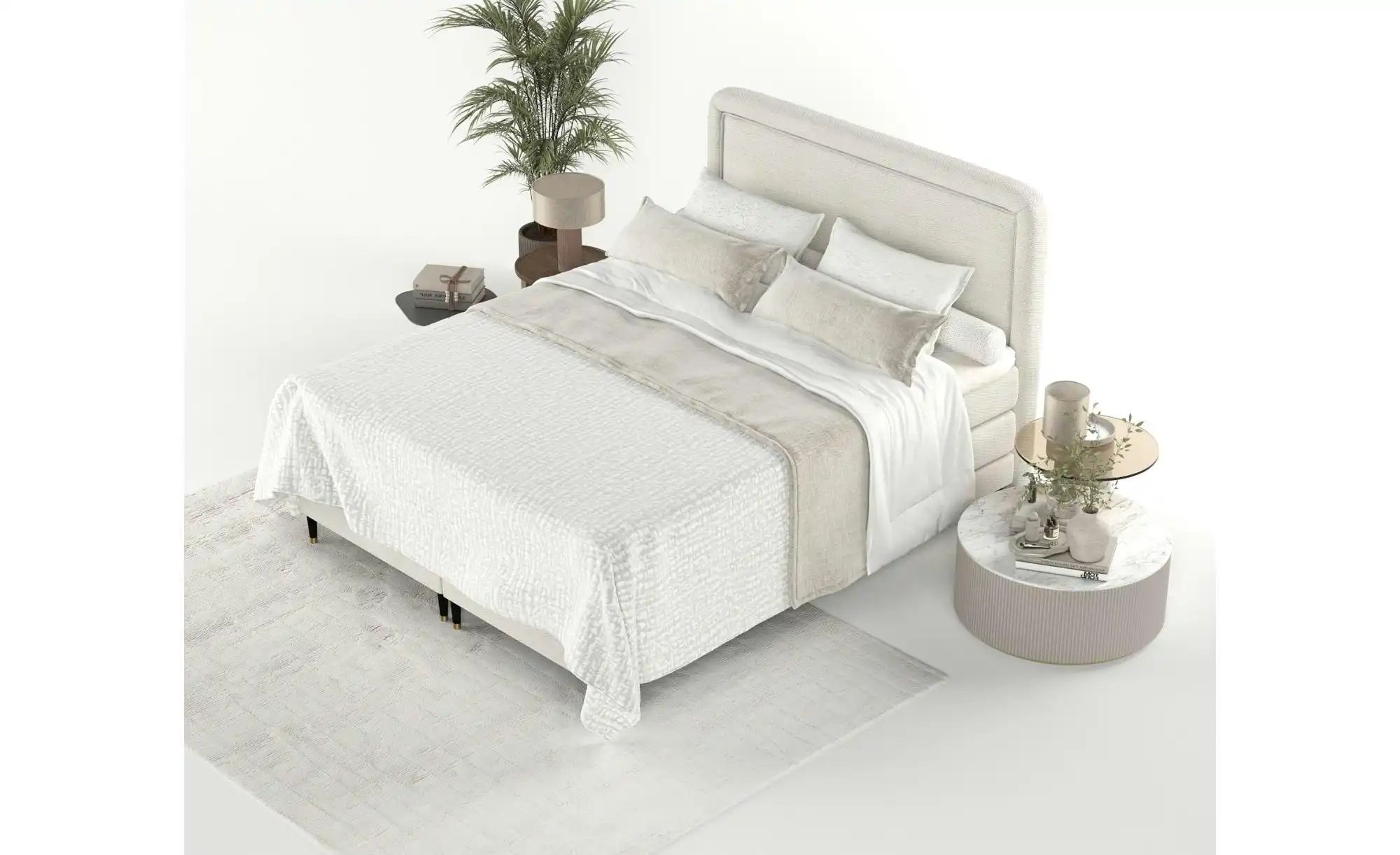 Boxspringbett   ¦ creme ¦ Maße (cm): B: 203 H: 122 Betten > Komfortbetten - günstig online kaufen