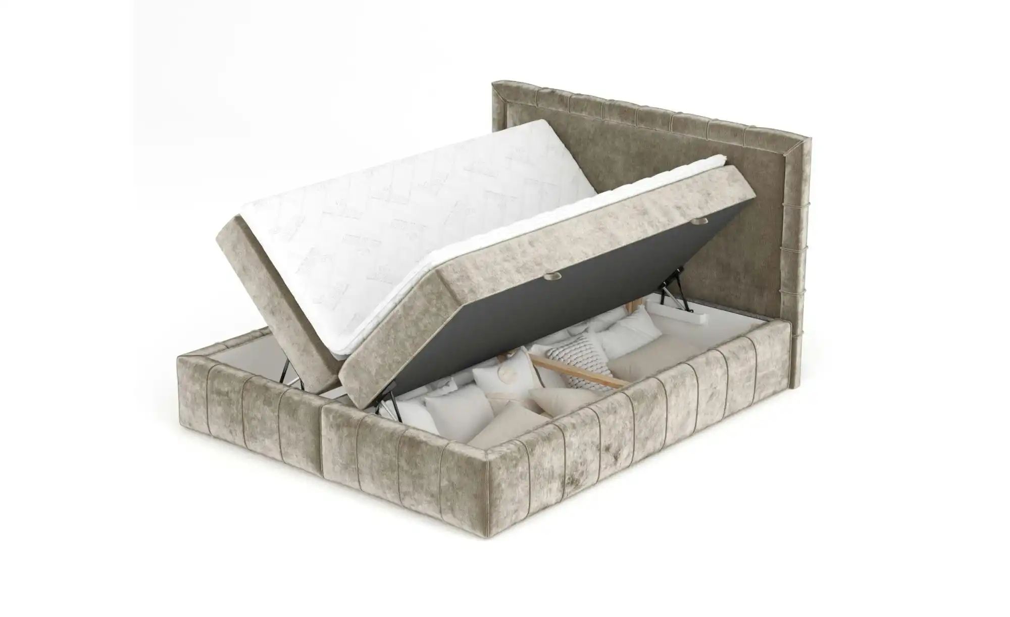 Boxspringbett mit Stauraum   ¦ beige ¦ Maße (cm): B: 207 H: 123 Betten > Ko günstig online kaufen