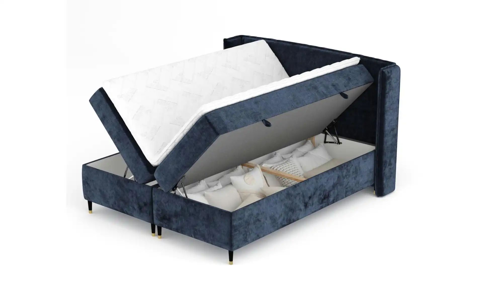 Boxspringbett mit Stauraum   ¦ blau ¦ Maße (cm): B: 198 H: 117 Betten > Kom günstig online kaufen