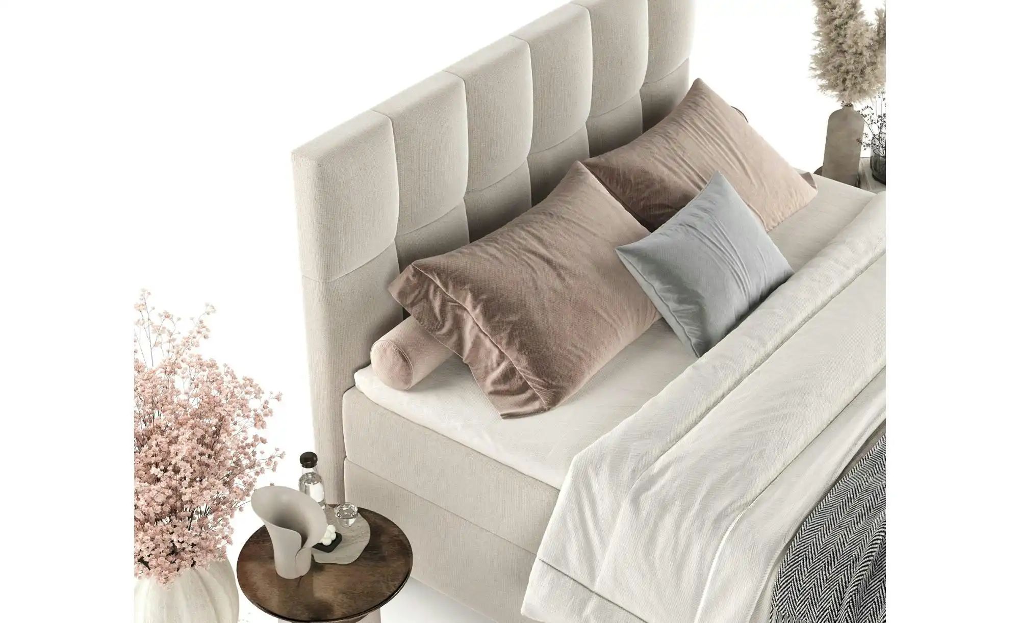 Boxspringbett mit Stauraum   ¦ creme ¦ Maße (cm): B: 142 H: 125 Betten > Ko günstig online kaufen