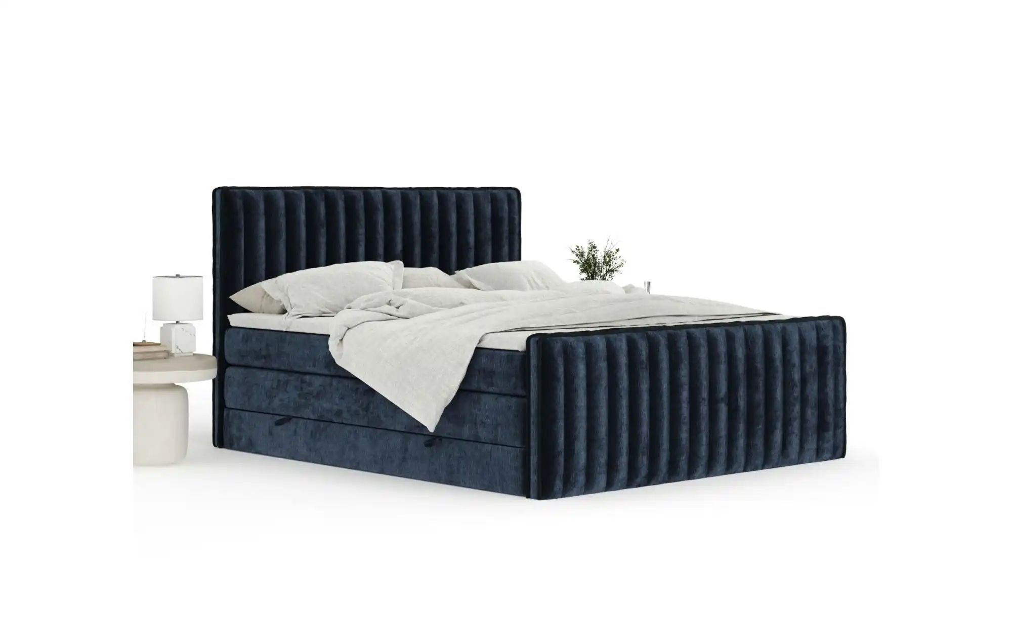 Boxspringbett mit Stauraum   ¦ blau ¦ Maße (cm): B: 164 H: 120 Betten > Kom günstig online kaufen