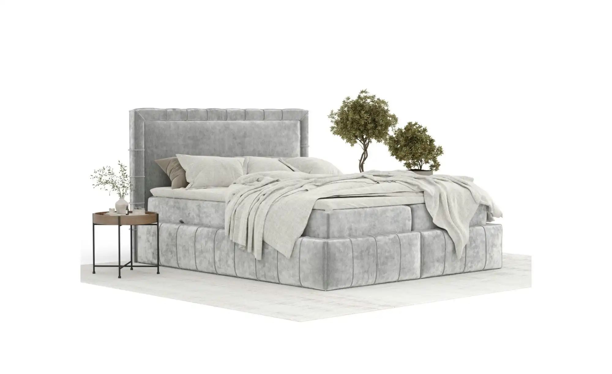 Boxspringbett mit Stauraum   ¦ grau ¦ Maße (cm): B: 207 H: 123 Betten > Kom günstig online kaufen