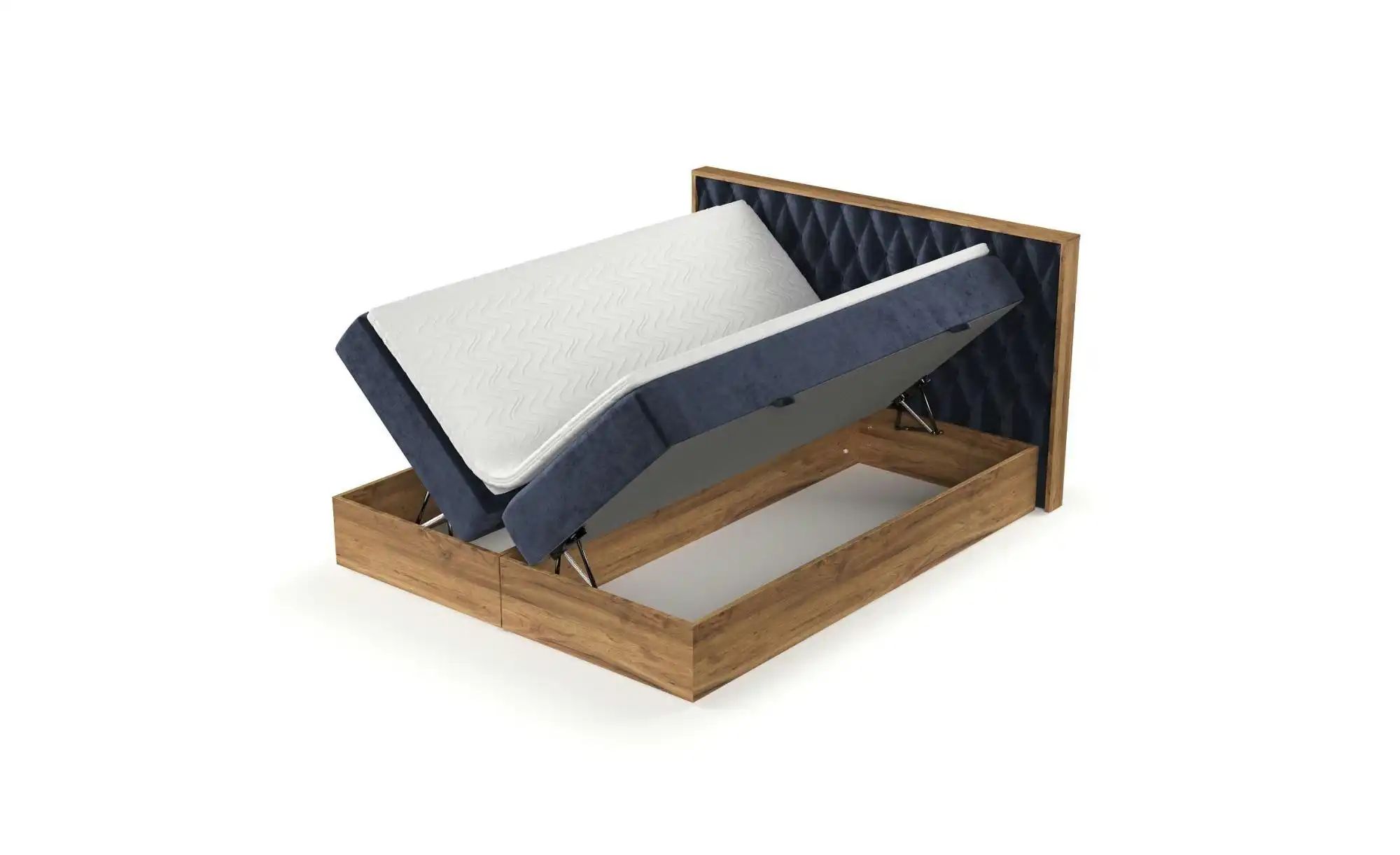Boxspringbett mit Stauraum   ¦ blau ¦ Maße (cm): B: 209 H: 105 Betten > Box günstig online kaufen