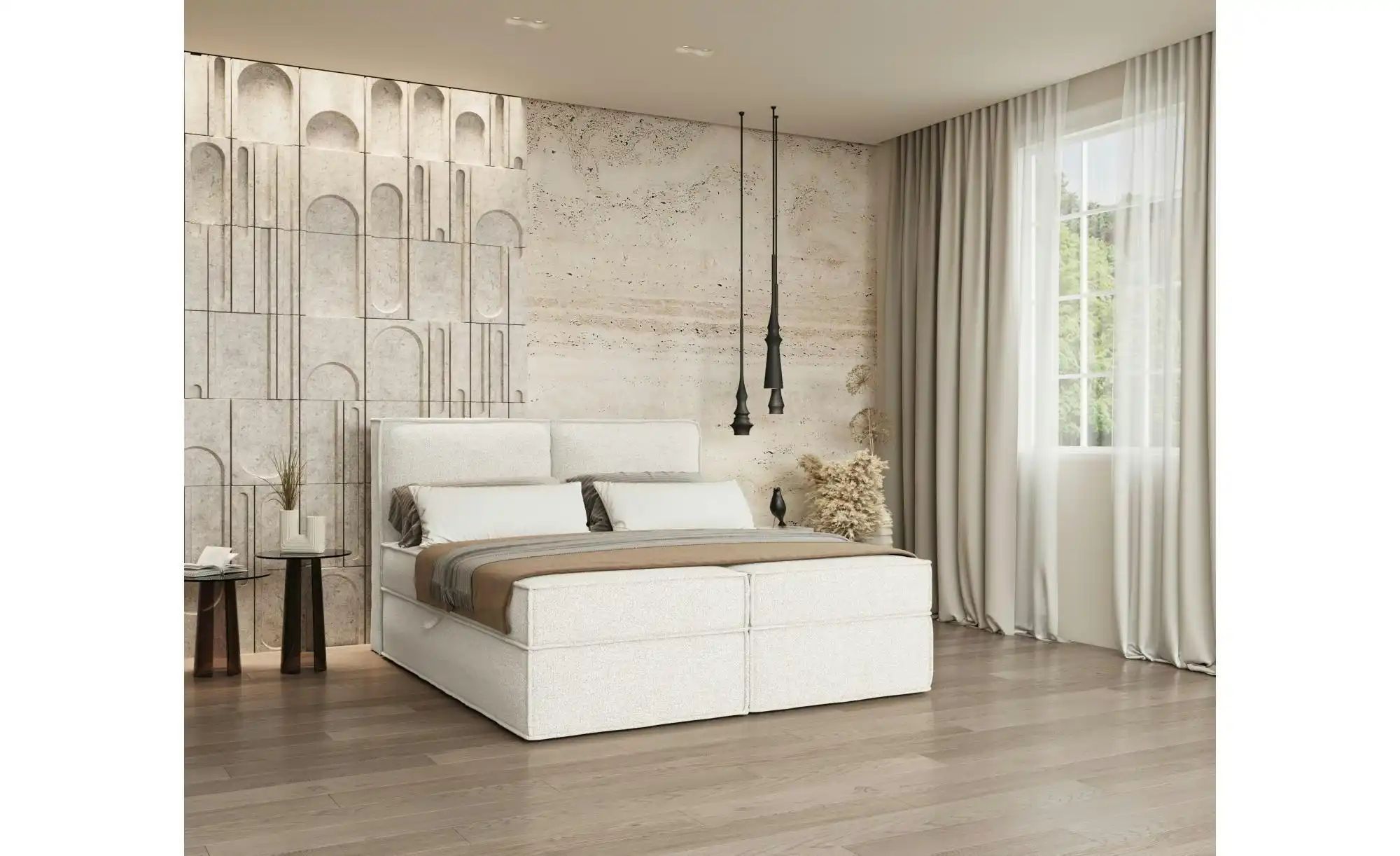 Boxspringbett   ¦ creme ¦ Maße (cm): B: 162 H: 103 Betten > Komfortbetten - günstig online kaufen