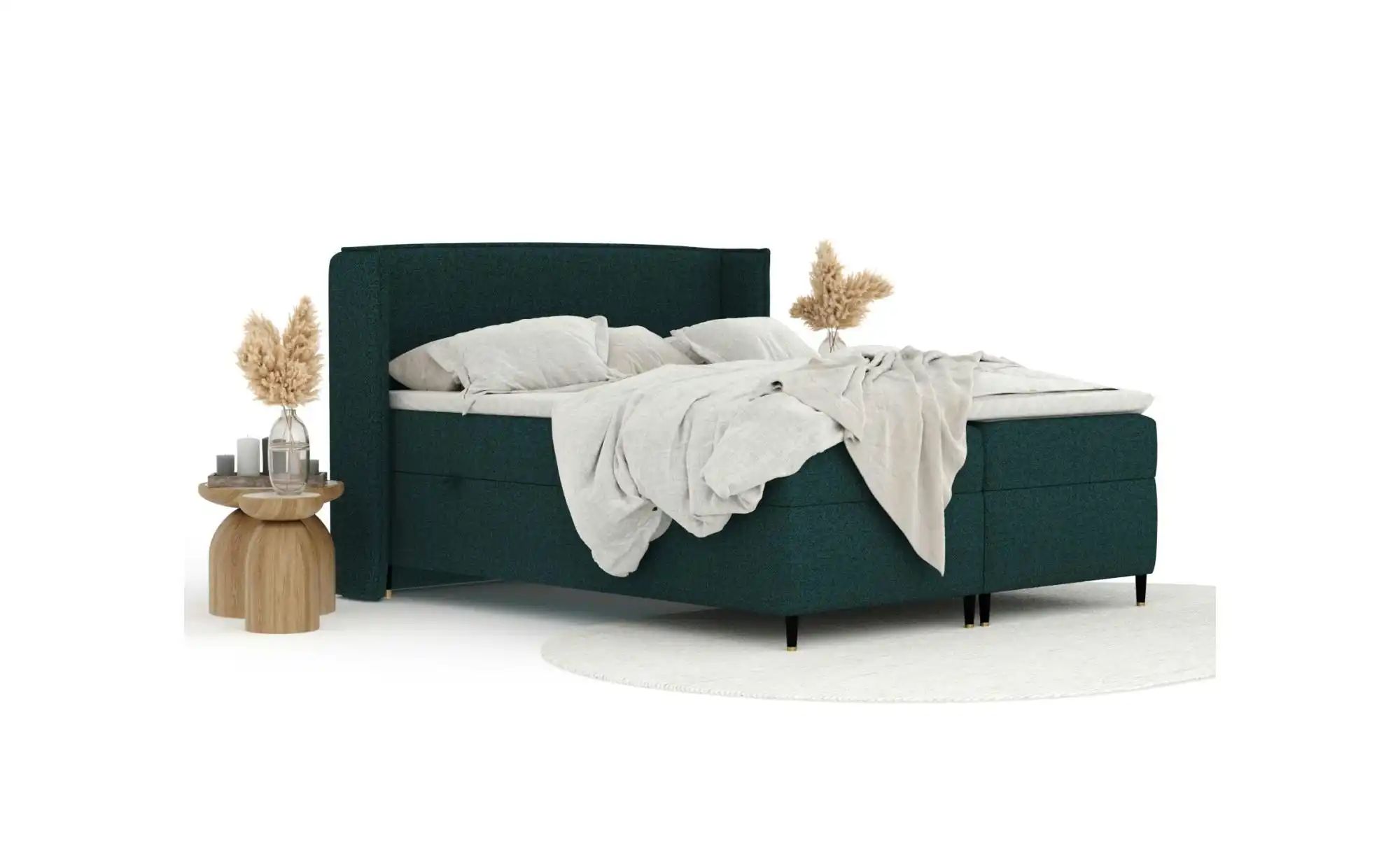 Boxspringbett mit Stauraum   ¦ grün ¦ Maße (cm): B: 198 H: 117 Betten > Kom günstig online kaufen