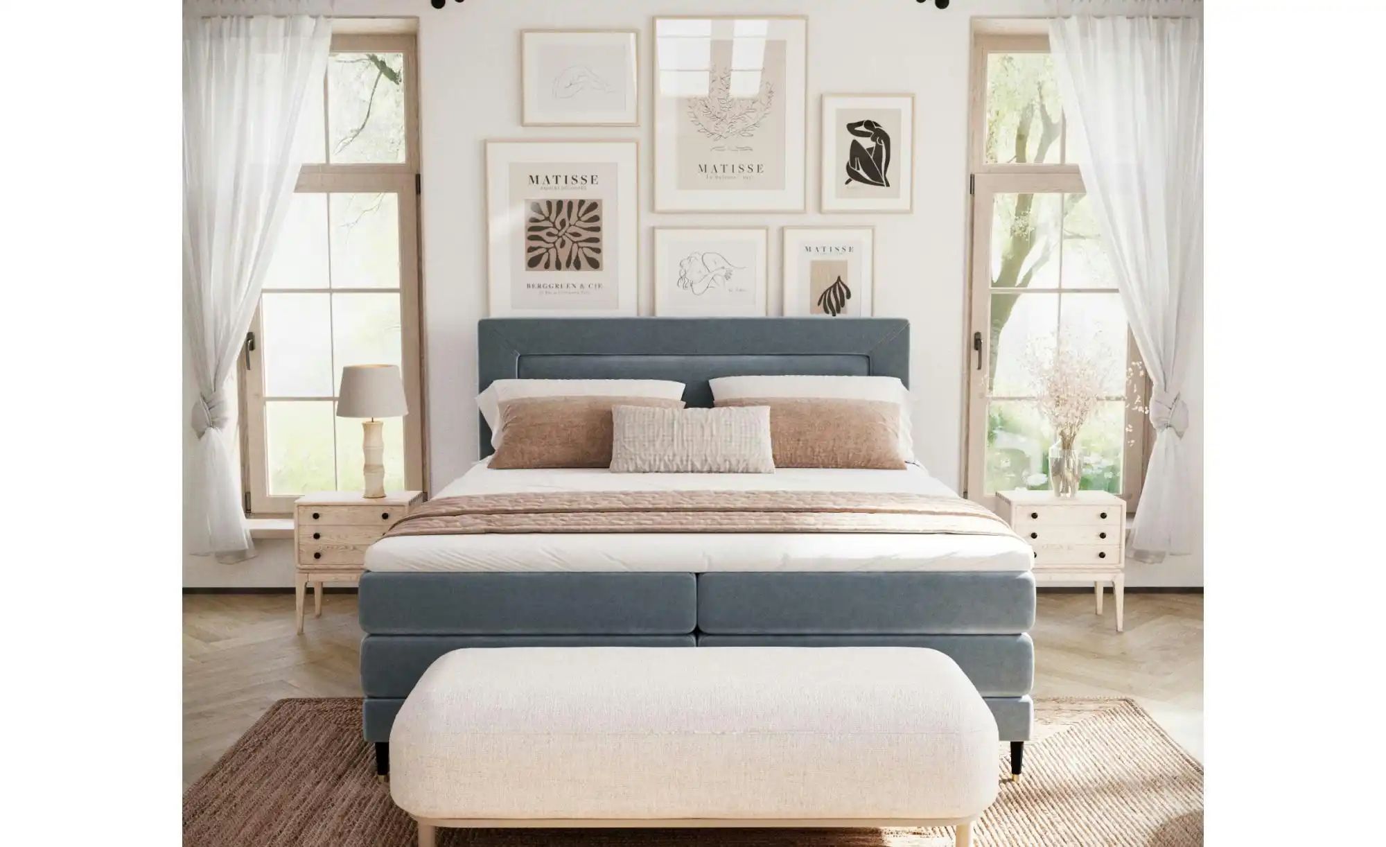 Boxspringbett   ¦ blau ¦ Maße (cm): B: 162 H: 123 Betten > Komfortbetten - günstig online kaufen