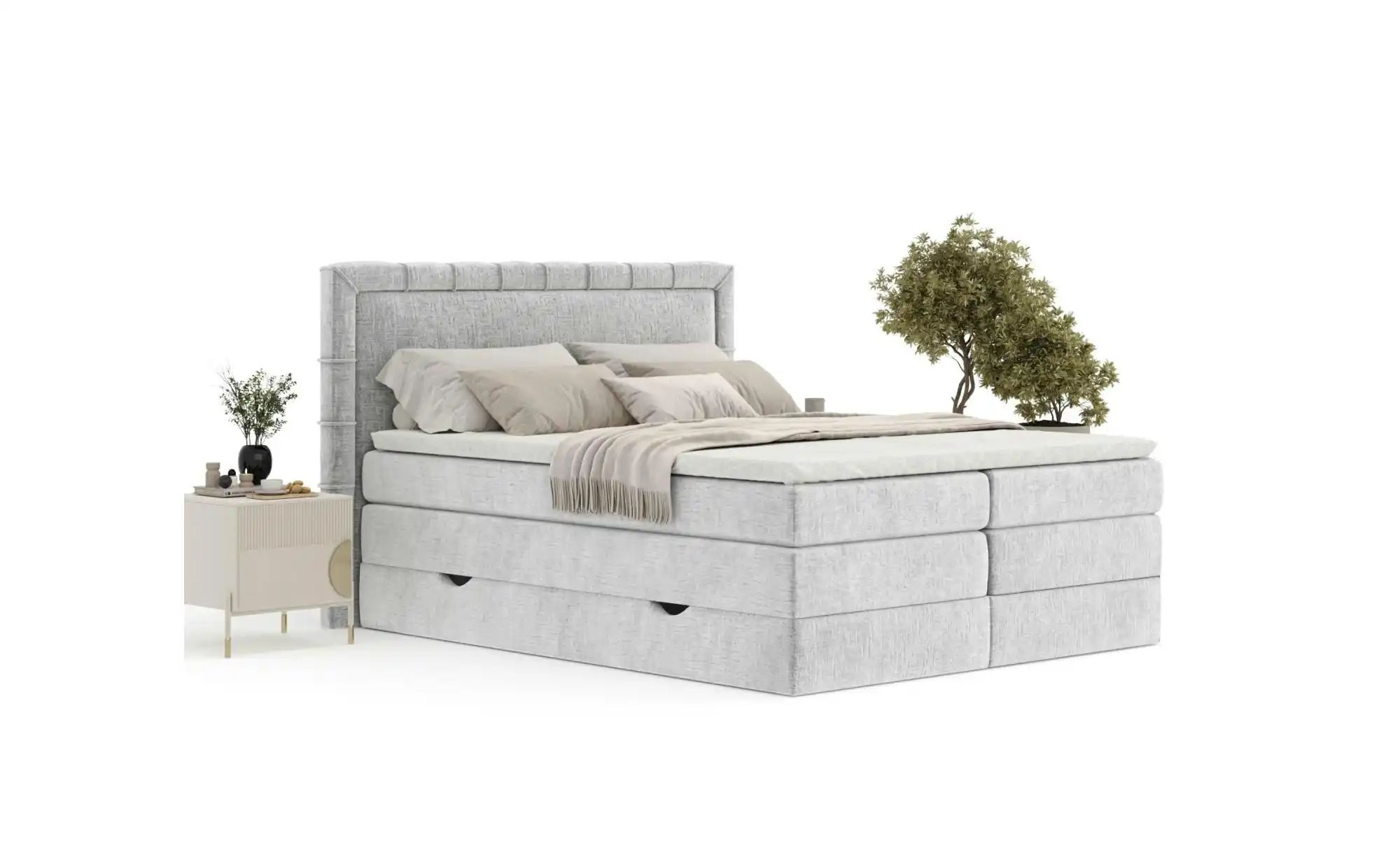 Boxspringbett mit Stauraum   ¦ grau ¦ Maße (cm): B: 207 H: 123 Betten > Kom günstig online kaufen
