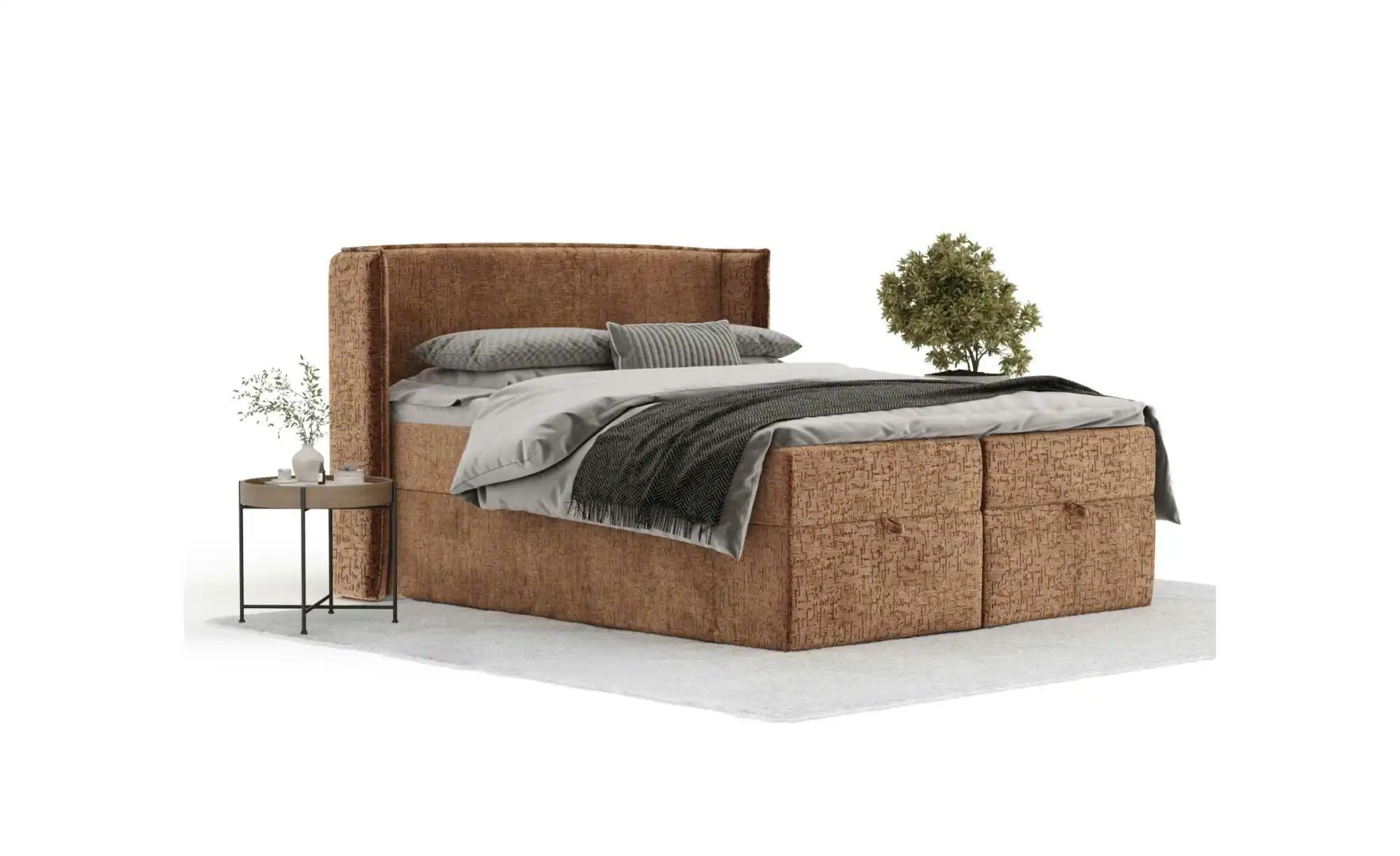 Boxspringbett mit Stauraum   ¦ orange ¦ Maße (cm): B: 218 H: 117 Betten > K günstig online kaufen