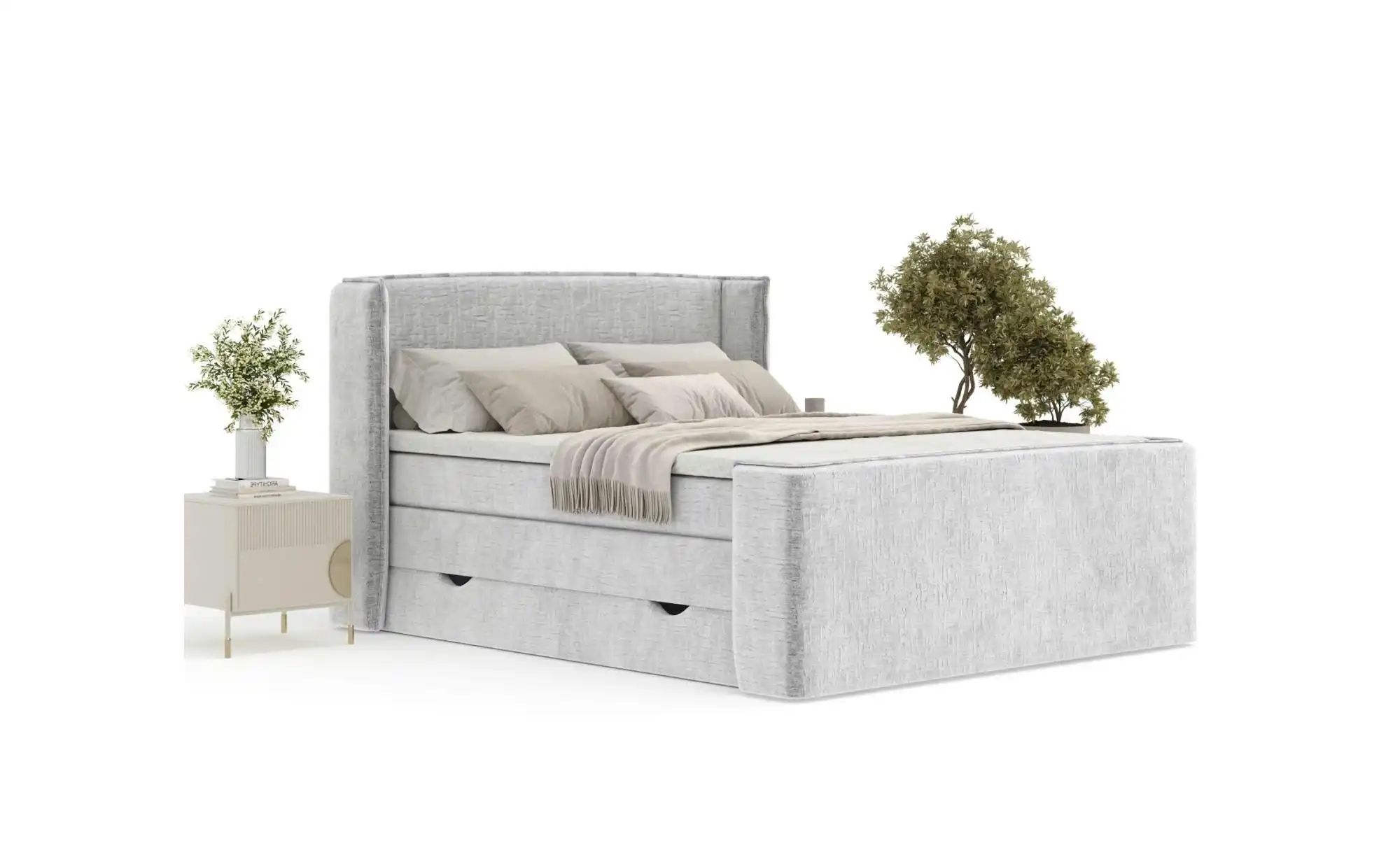 Boxspringbett mit Stauraum   ¦ grau ¦ Maße (cm): B: 178 H: 117 Betten > Kom günstig online kaufen