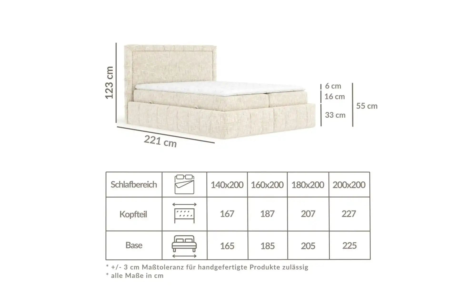 Boxspringbett mit Stauraum   ¦ blau ¦ Maße (cm): B: 227 H: 123 Betten > Kom günstig online kaufen