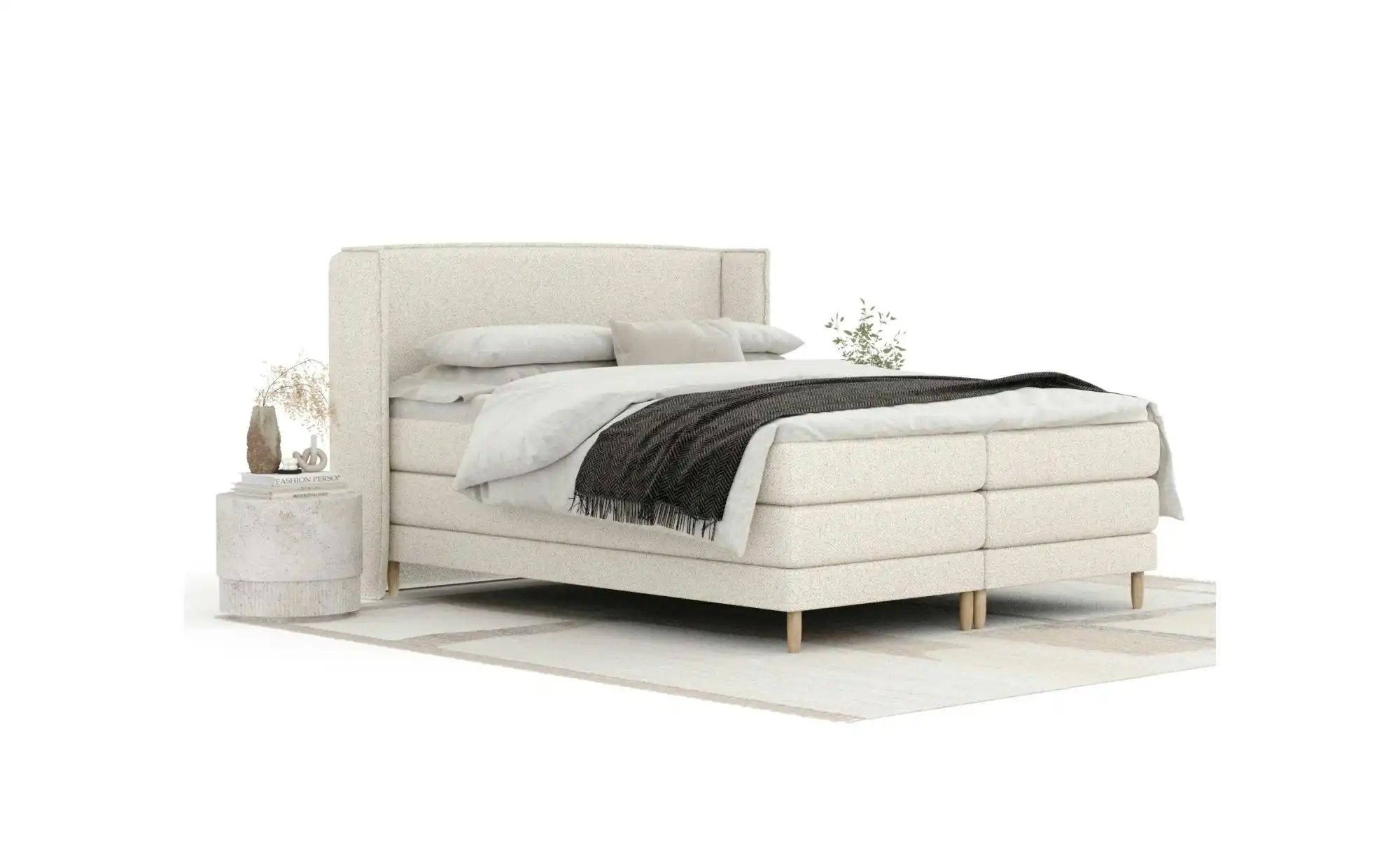 Boxspringbett   ¦ creme ¦ Maße (cm): B: 158 H: 117 Betten > Komfortbetten - günstig online kaufen