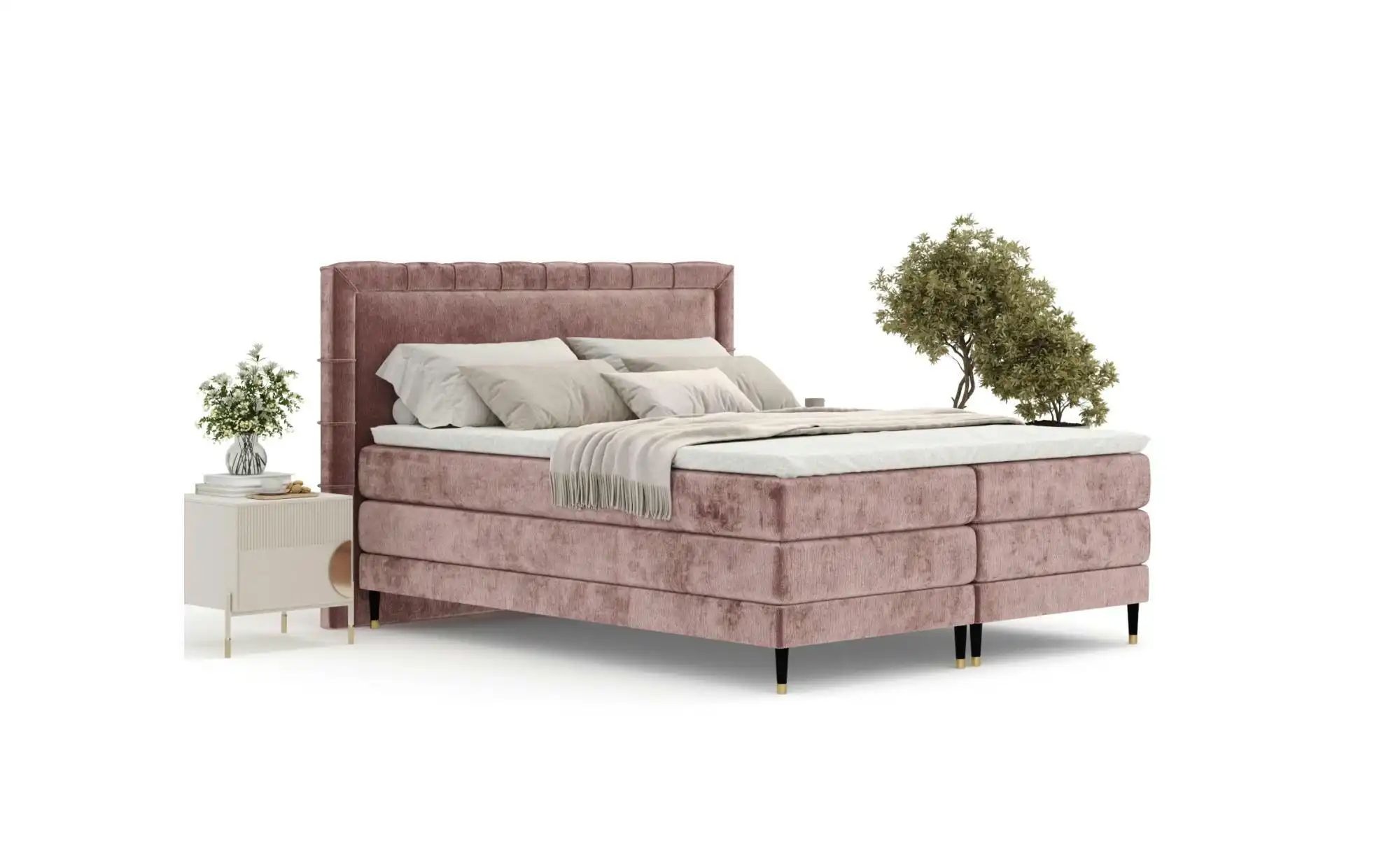 Boxspringbett   ¦ rosa/pink ¦ Maße (cm): B: 187 H: 123 Betten > Komfortbett günstig online kaufen