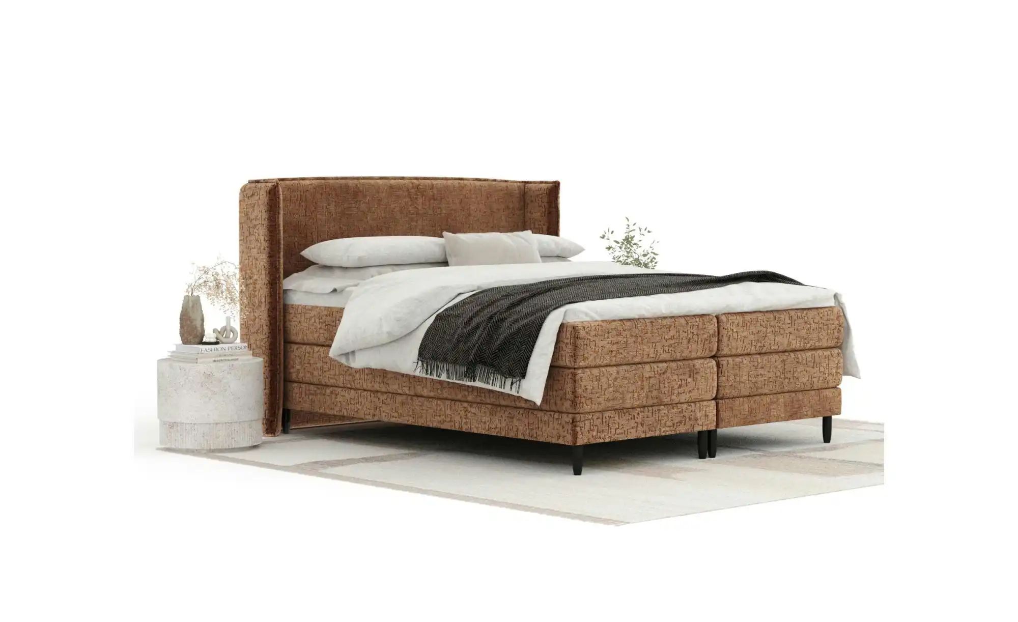 Boxspringbett   ¦ orange ¦ Maße (cm): B: 198 H: 117 Betten > Komfortbetten günstig online kaufen
