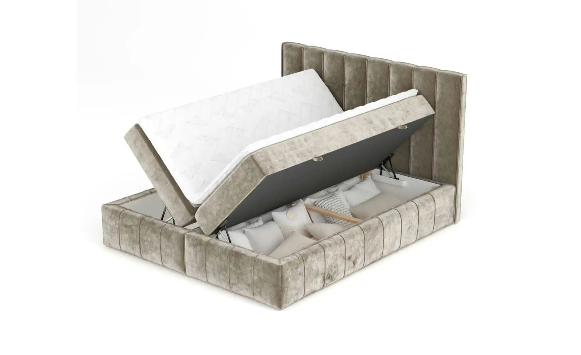 Boxspringbett mit Stauraum   ¦ beige ¦ Maße (cm): B: 185 H: 124 Betten > Ko günstig online kaufen