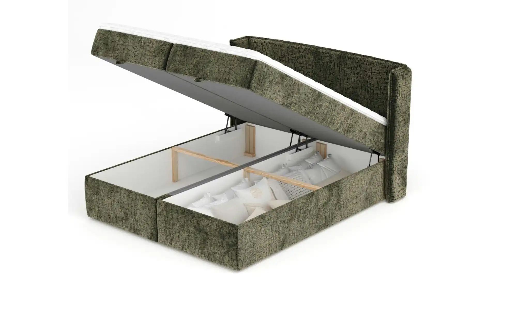 Boxspringbett mit Stauraum   ¦ grün ¦ Maße (cm): B: 158 H: 117 Betten > Kom günstig online kaufen
