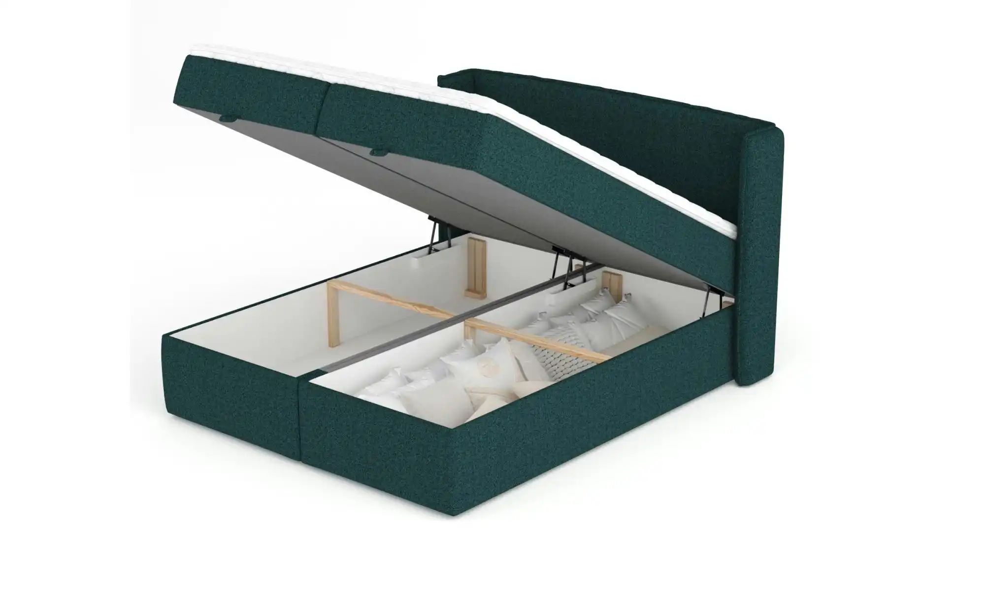 Boxspringbett mit Stauraum   ¦ grün ¦ Maße (cm): B: 158 H: 117 Betten > Kom günstig online kaufen