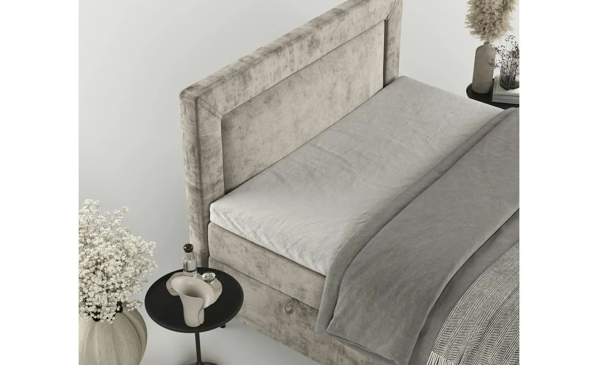 Boxspringbett mit Stauraum   ¦ beige ¦ Maße (cm): B: 202 H: 123 Betten > Ko günstig online kaufen