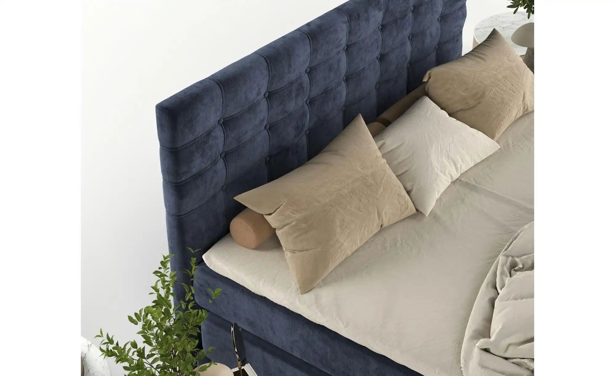 Boxspringbett mit Stauraum   ¦ blau ¦ Maße (cm): B: 122 H: 120 Betten > Kom günstig online kaufen