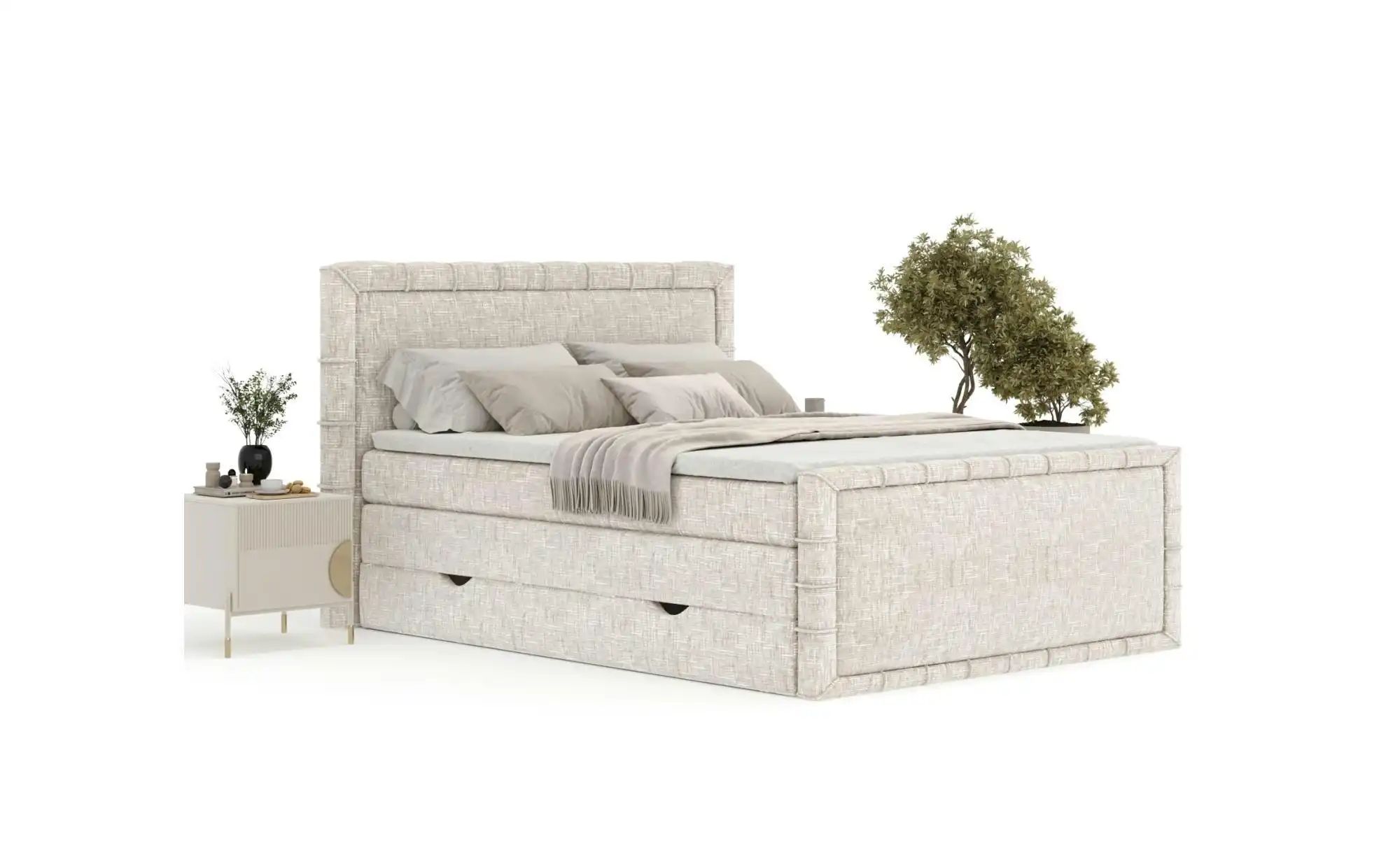 Boxspringbett mit Stauraum   ¦ creme ¦ Maße (cm): B: 187 H: 123 Betten > Ko günstig online kaufen