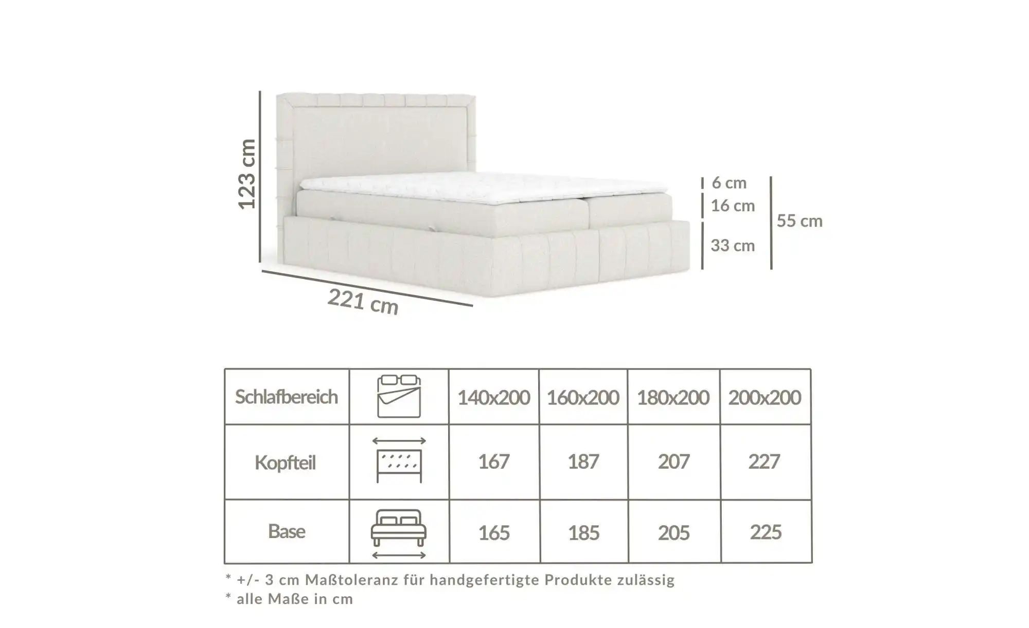 Boxspringbett mit Stauraum   ¦ beige ¦ Maße (cm): B: 227 H: 123 Betten > Ko günstig online kaufen