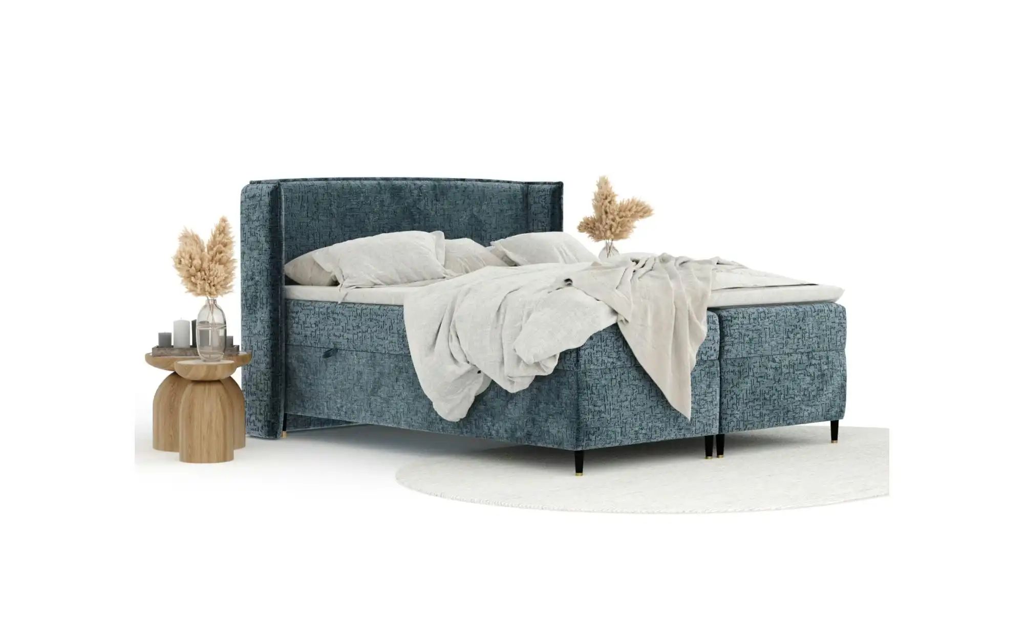Boxspringbett mit Stauraum   ¦ blau ¦ Maße (cm): B: 198 H: 117 Betten > Kom günstig online kaufen
