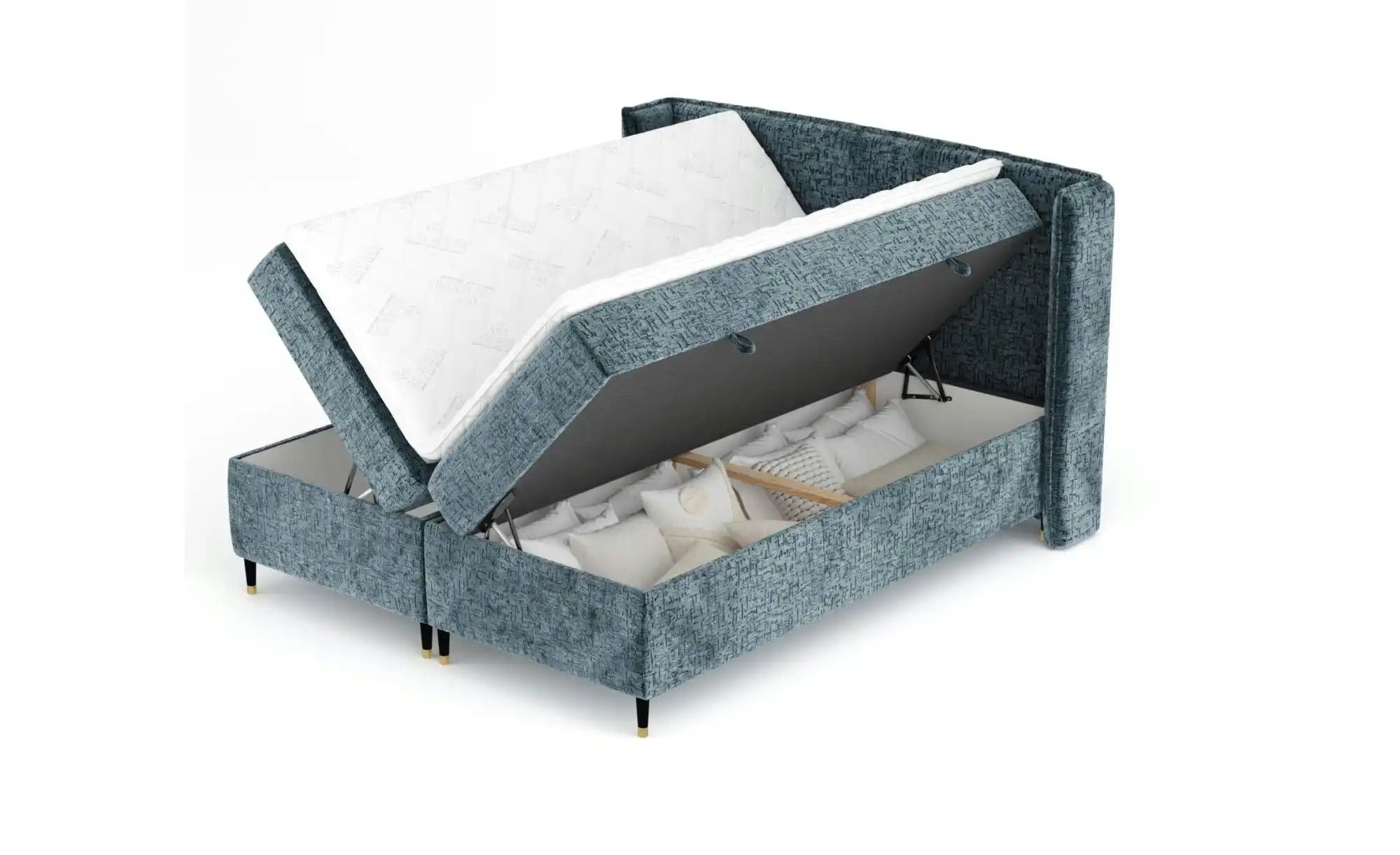 Boxspringbett mit Stauraum   ¦ blau ¦ Maße (cm): B: 218 H: 117 Betten > Kom günstig online kaufen
