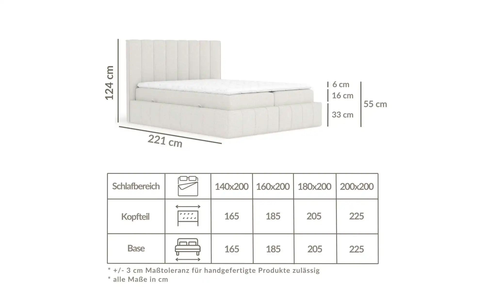 Boxspringbett mit Stauraum   ¦ beige ¦ Maße (cm): B: 165 H: 124 Betten > Ko günstig online kaufen