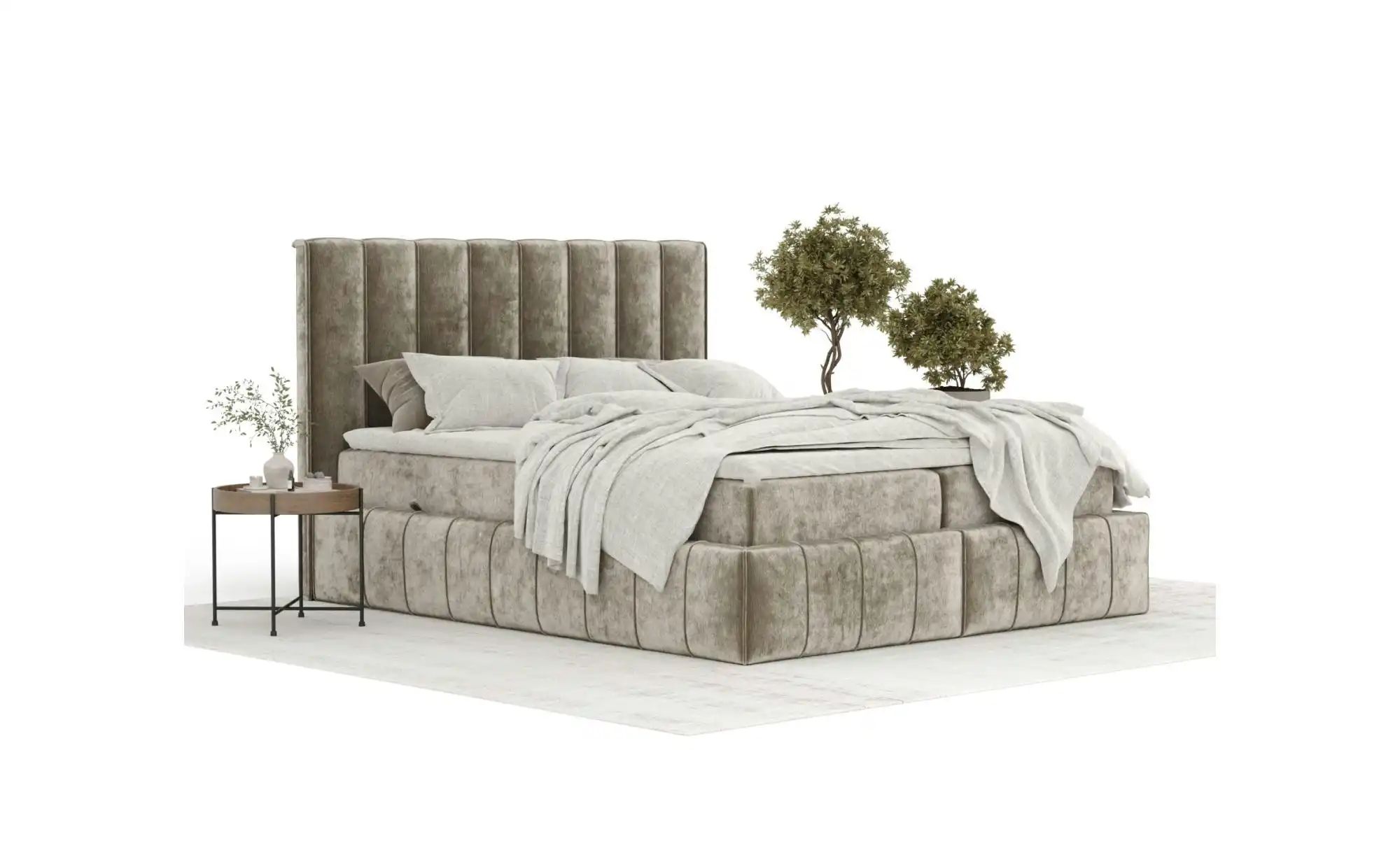 Boxspringbett mit Stauraum   ¦ beige ¦ Maße (cm): B: 165 H: 124 Betten > Ko günstig online kaufen