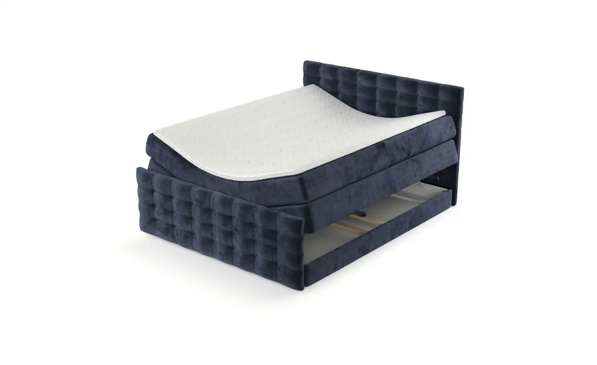 Boxspringbett mit Stauraum   ¦ blau ¦ Maße (cm): B: 162 H: 120 Betten > Kom günstig online kaufen