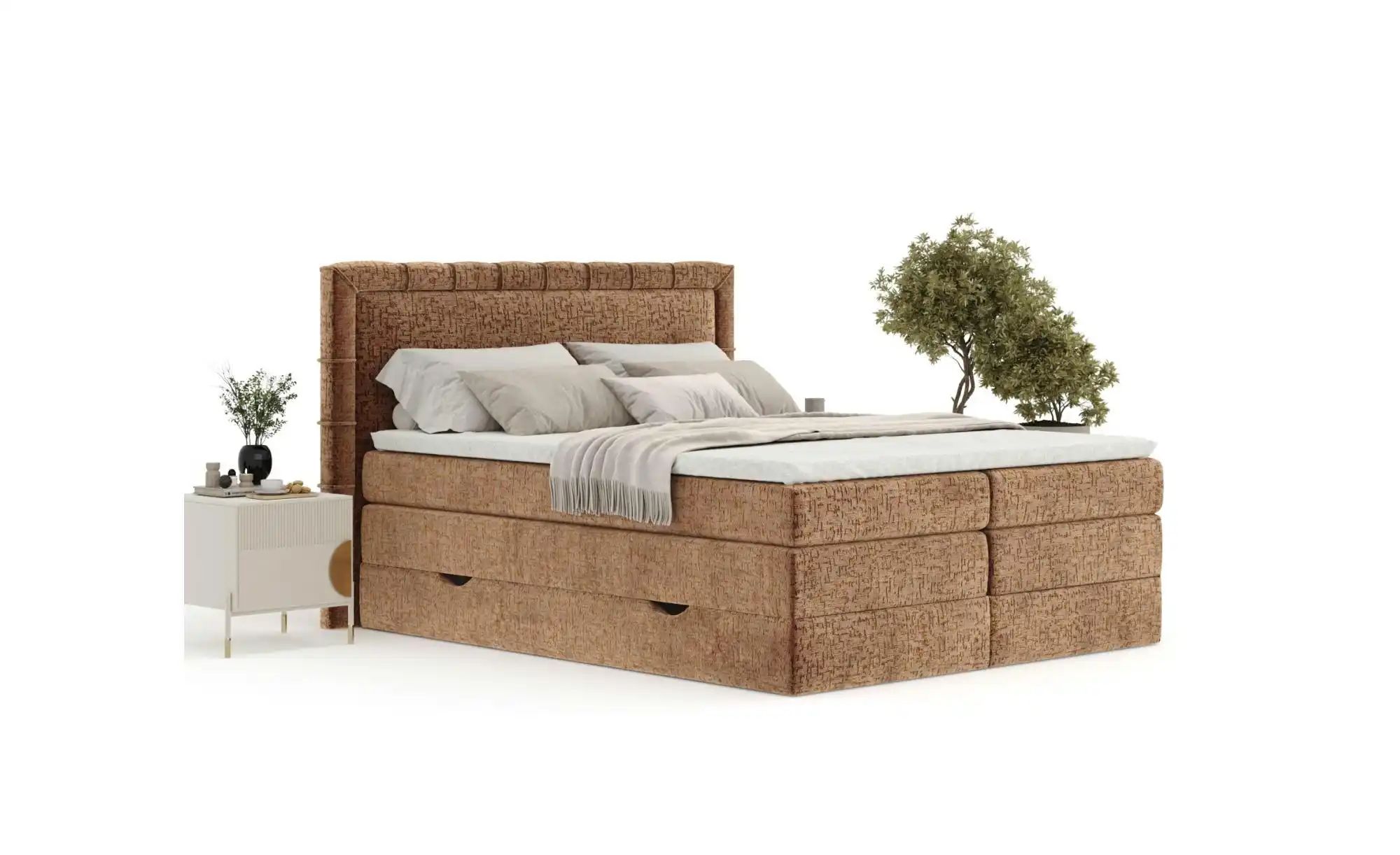 Boxspringbett mit Stauraum   ¦ orange ¦ Maße (cm): B: 167 H: 123 Betten > K günstig online kaufen