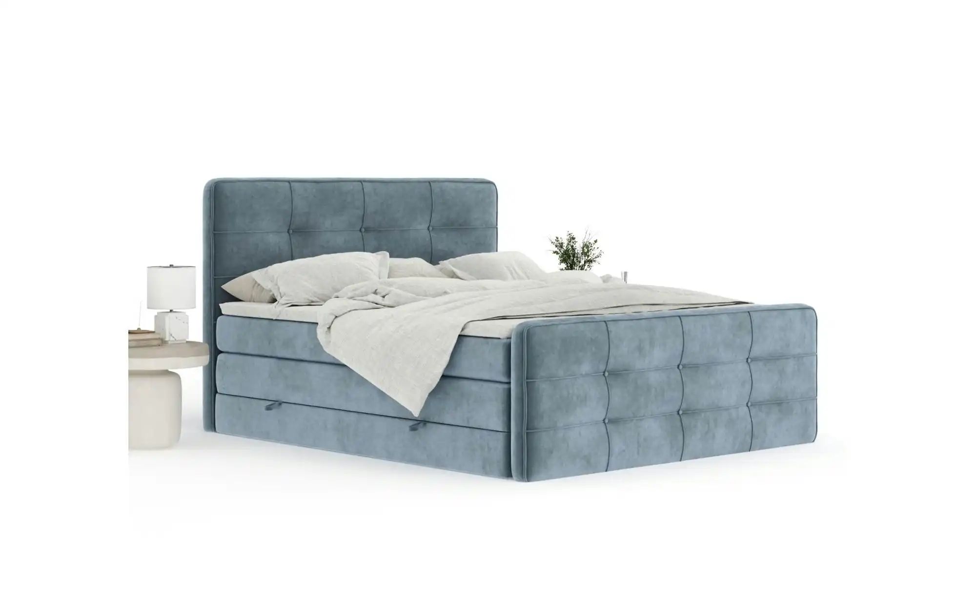 Boxspringbett mit Stauraum   ¦ blau ¦ Maße (cm): B: 204 H: 118 Betten > Kom günstig online kaufen