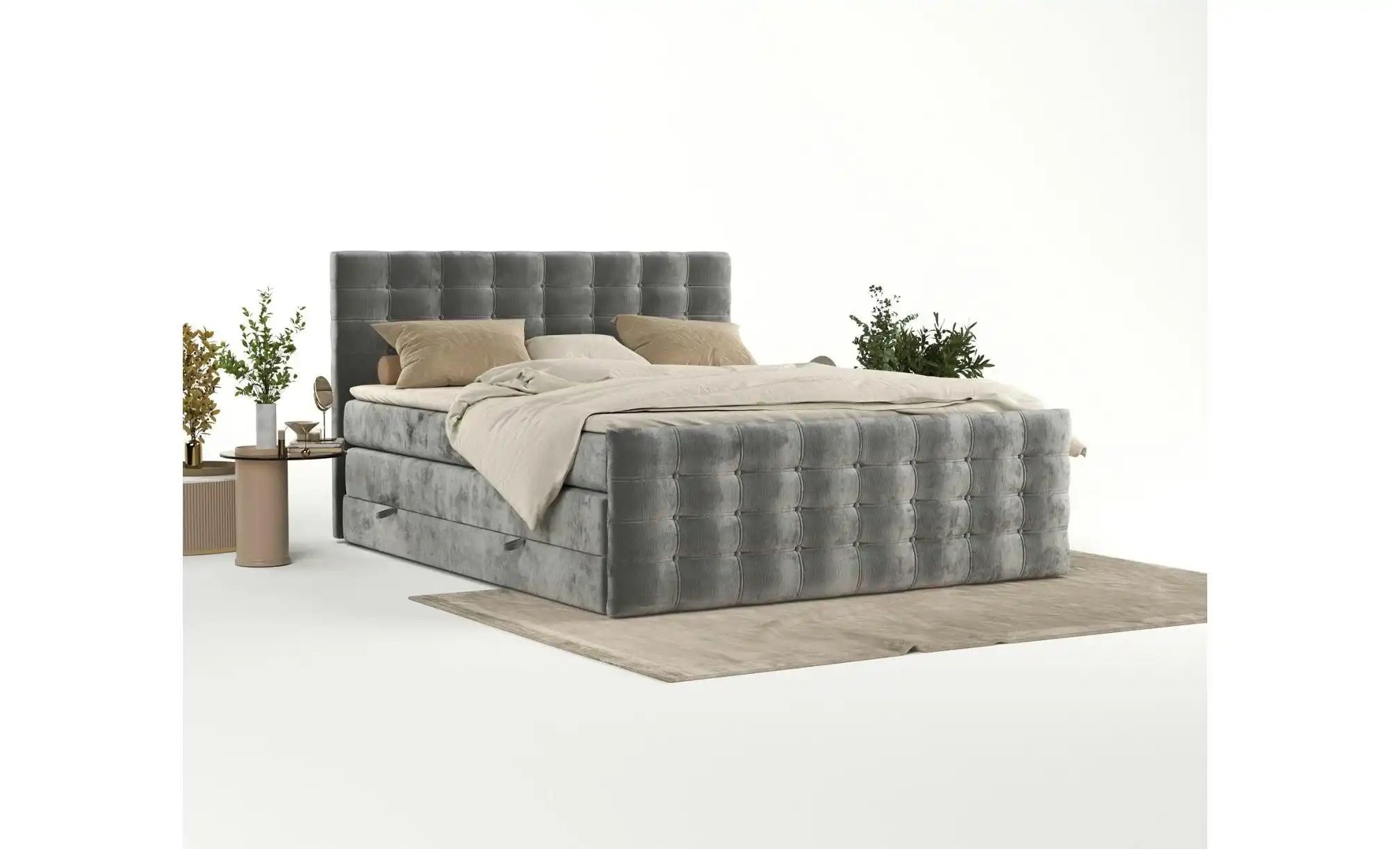 Boxspringbett mit Stauraum   ¦ grau ¦ Maße (cm): B: 162 H: 120 Betten > Kom günstig online kaufen