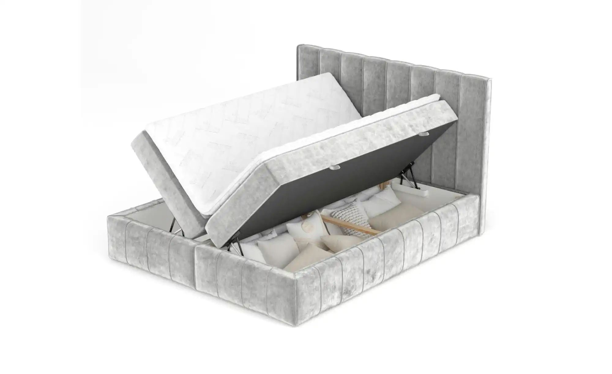 Boxspringbett mit Stauraum   ¦ grau ¦ Maße (cm): B: 205 H: 124 Betten > Kom günstig online kaufen