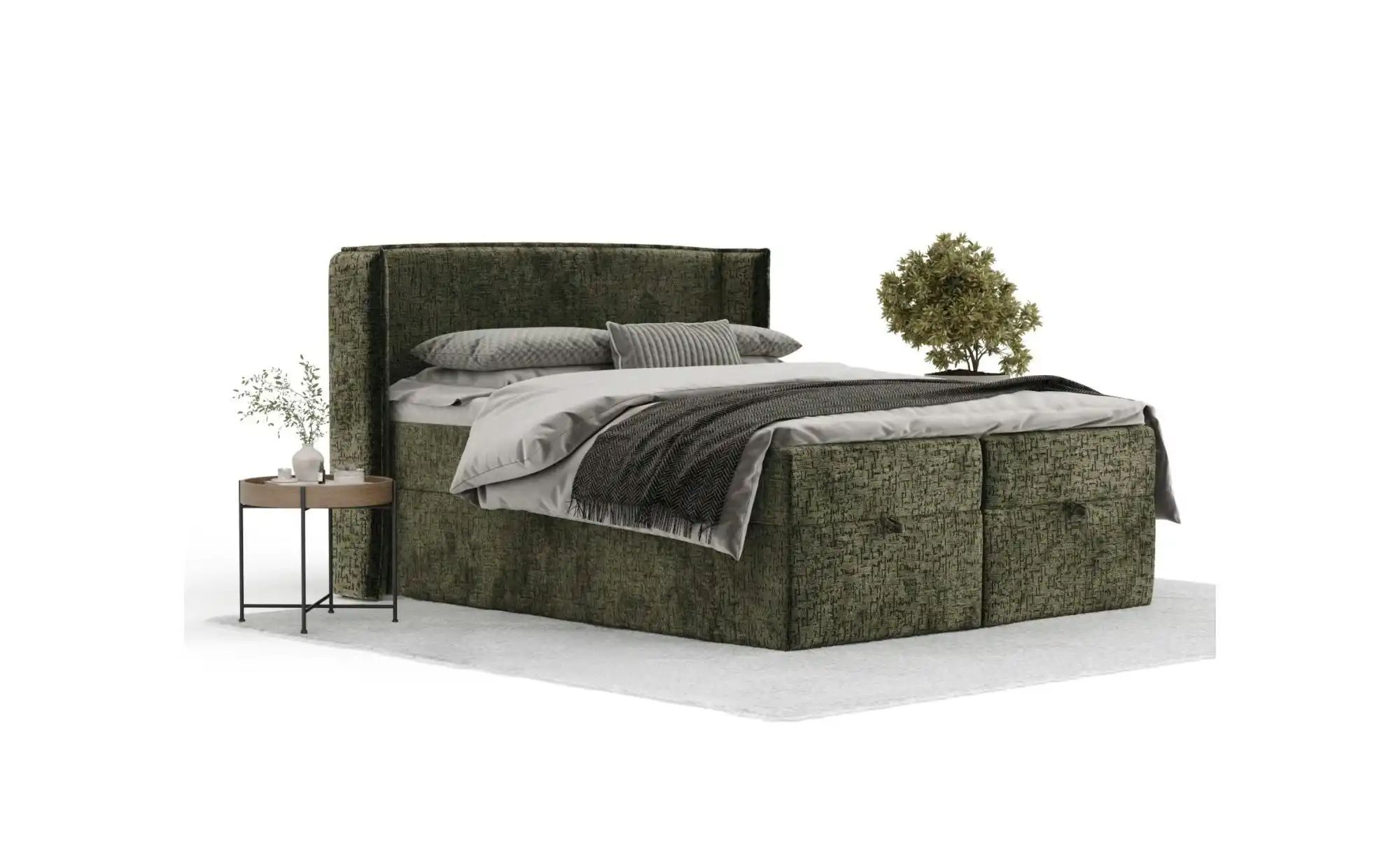 Boxspringbett mit Stauraum   ¦ grün ¦ Maße (cm): B: 178 H: 117 Betten > Kom günstig online kaufen