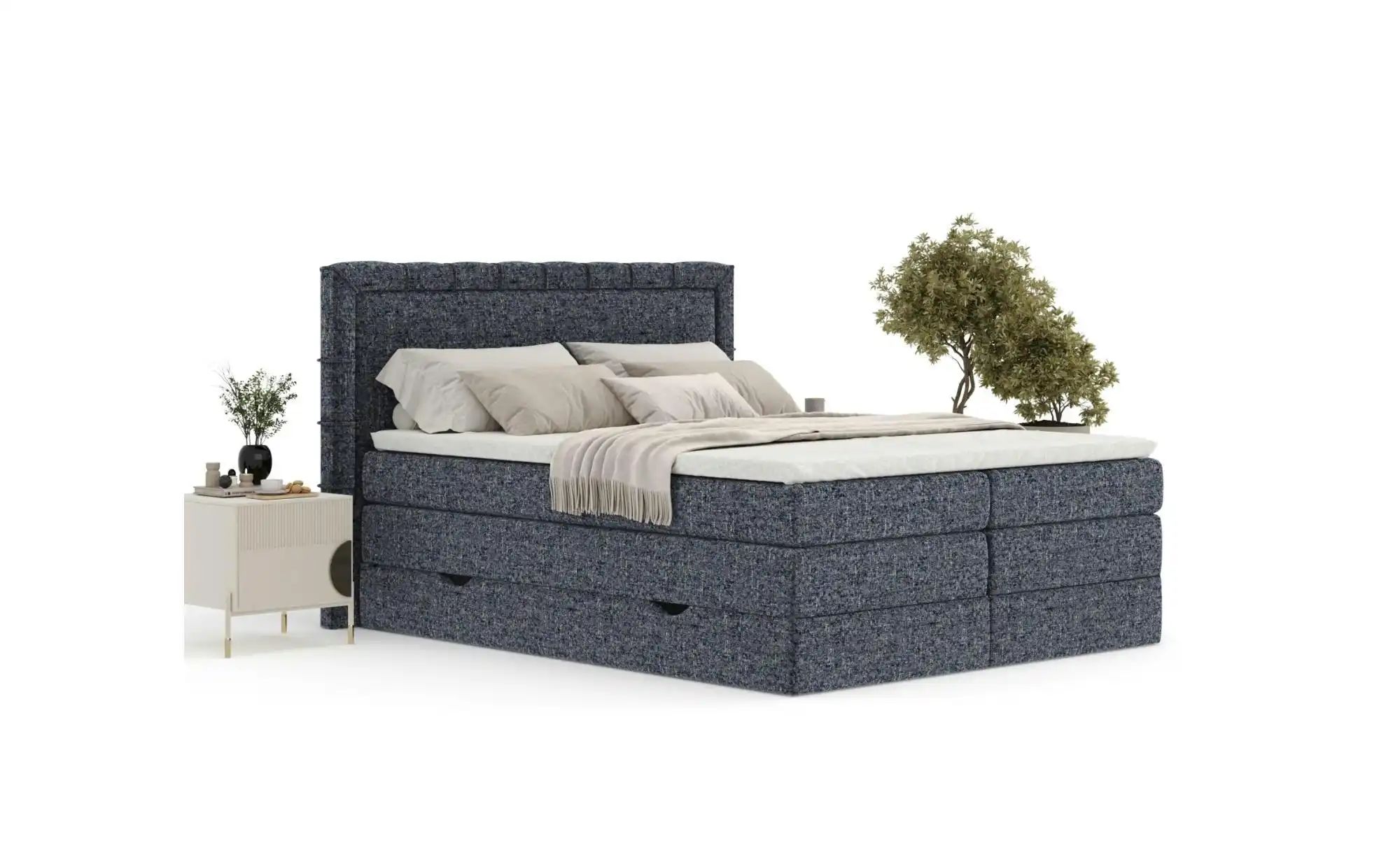 Boxspringbett mit Stauraum   ¦ blau ¦ Maße (cm): B: 227 H: 123 Betten > Kom günstig online kaufen
