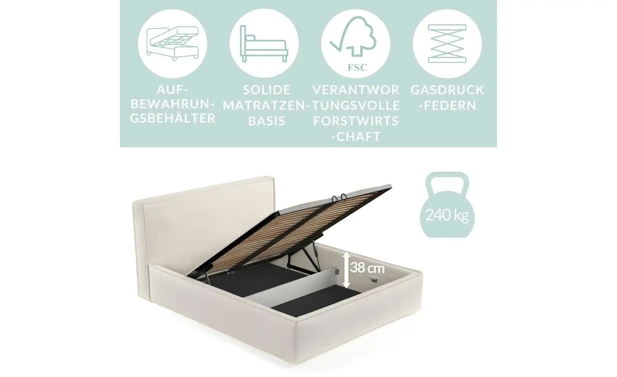 Polsterbett   ¦ grau ¦ Maße (cm): B: 162 H: 102 Betten > Polsterbetten - Hö günstig online kaufen