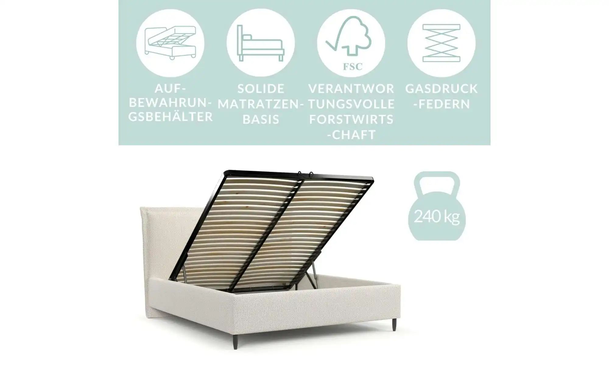 Polsterbett   ¦ beige ¦ Maße (cm): B: 192 H: 125 Betten > Polsterbetten - H günstig online kaufen