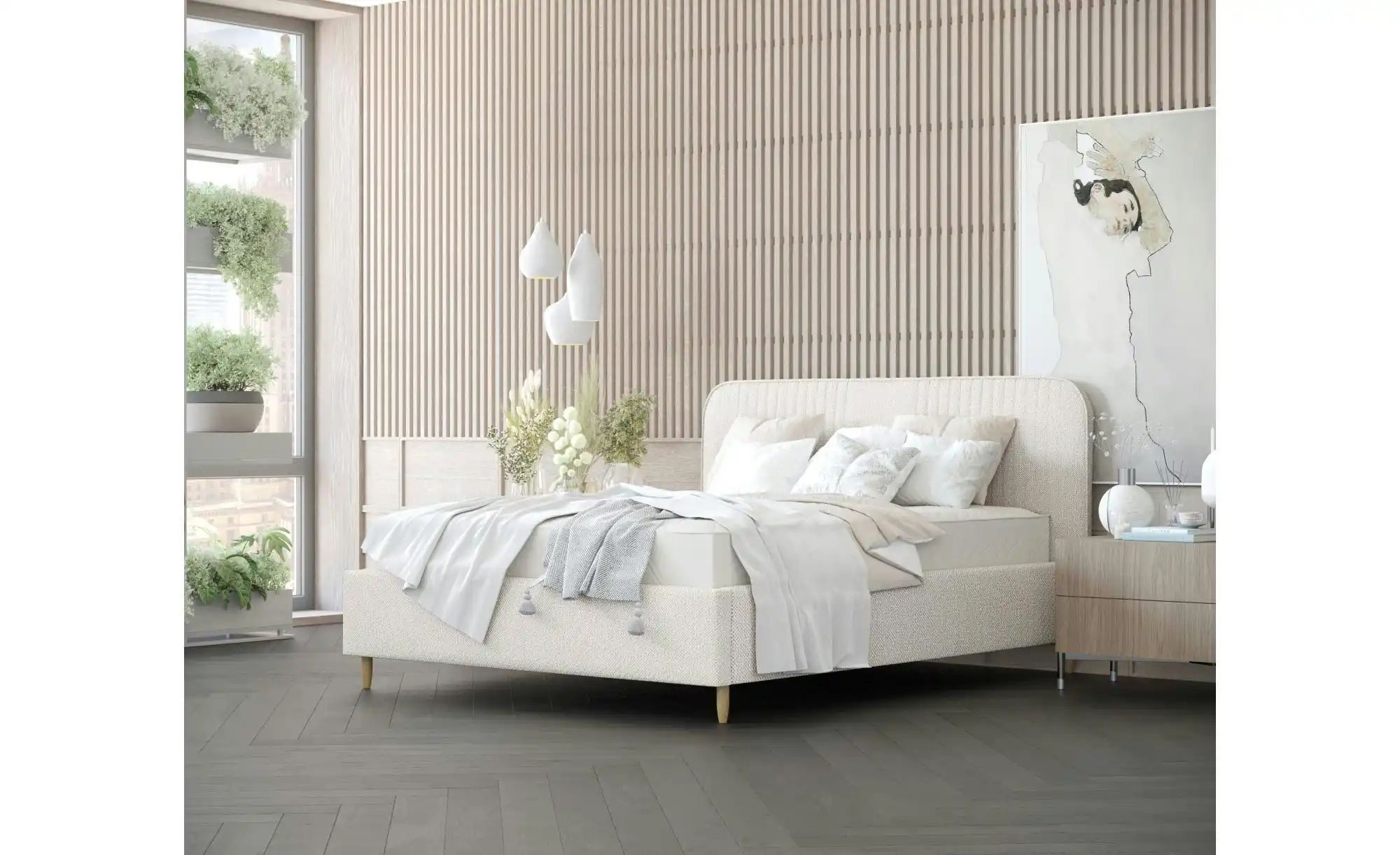 Thumbnail - Polsterbett mit Stauraum Livy ¦ creme ¦ Maße (cm): B: 151 H: 116 Betten > Polsterbetten - Höffner