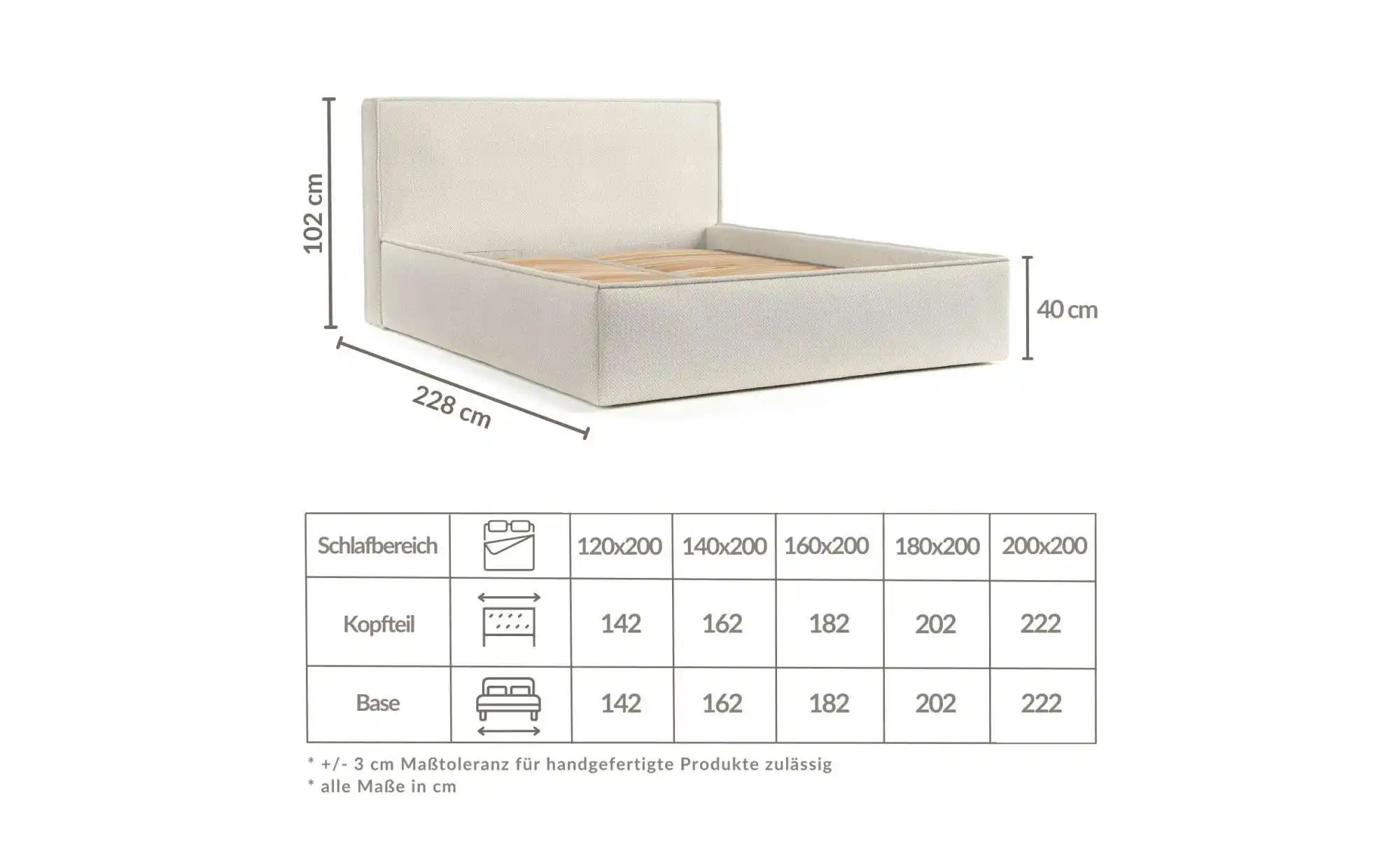 Polsterbett   ¦ beige ¦ Maße (cm): B: 182 H: 102 Betten > Polsterbetten - H günstig online kaufen
