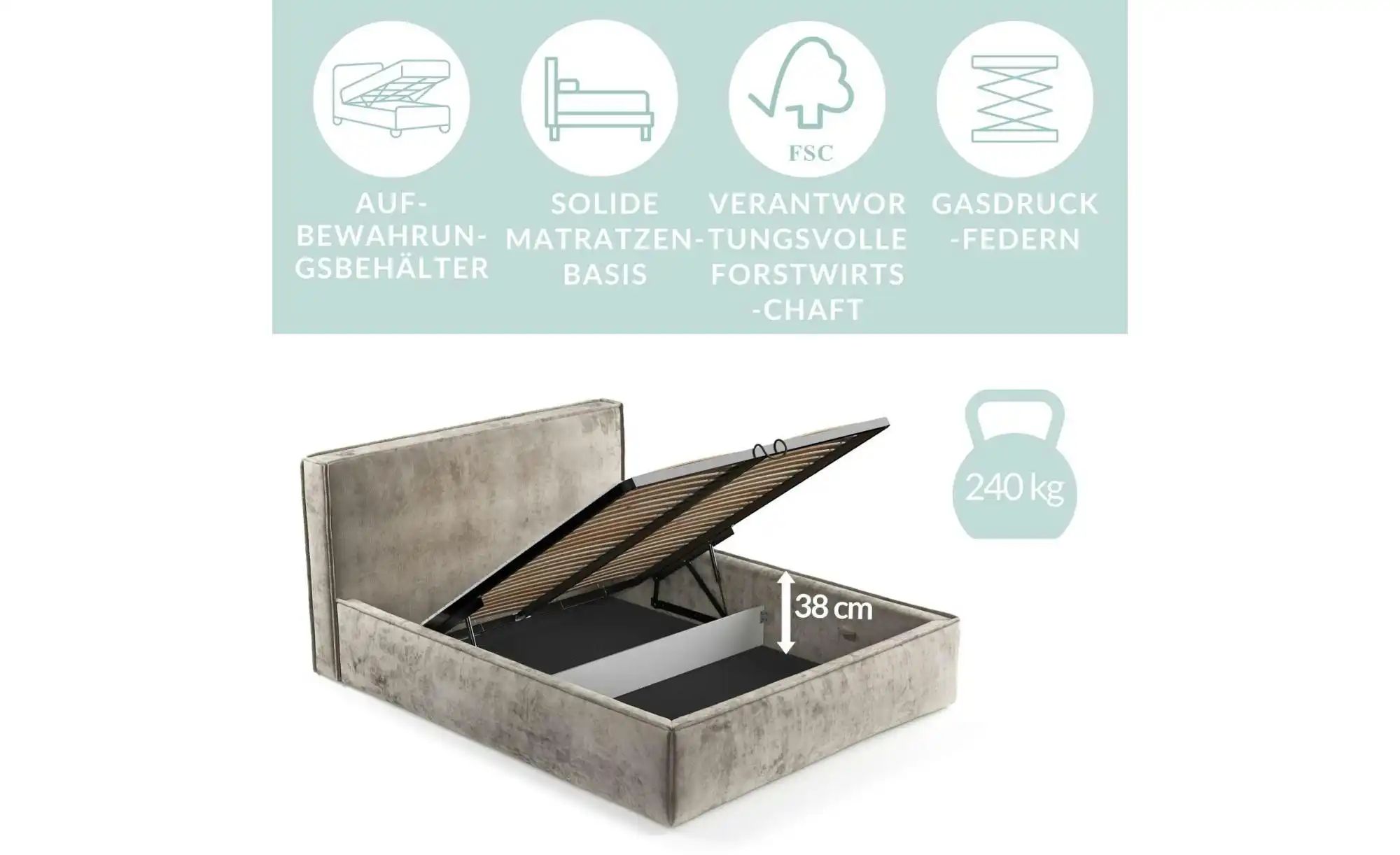 Polsterbett   ¦ beige ¦ Maße (cm): B: 182 H: 102 Betten > Polsterbetten - H günstig online kaufen