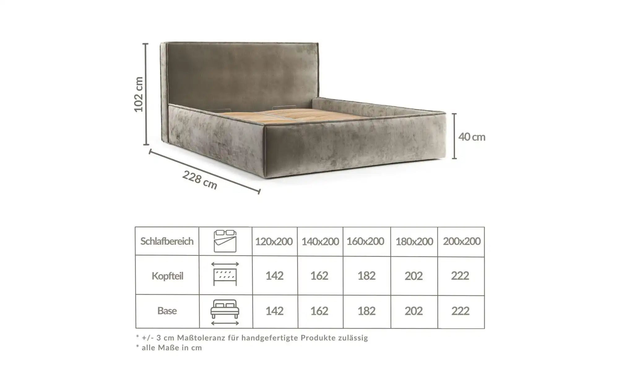 Polsterbett   ¦ beige ¦ Maße (cm): B: 222 H: 102 Betten > Polsterbetten - H günstig online kaufen